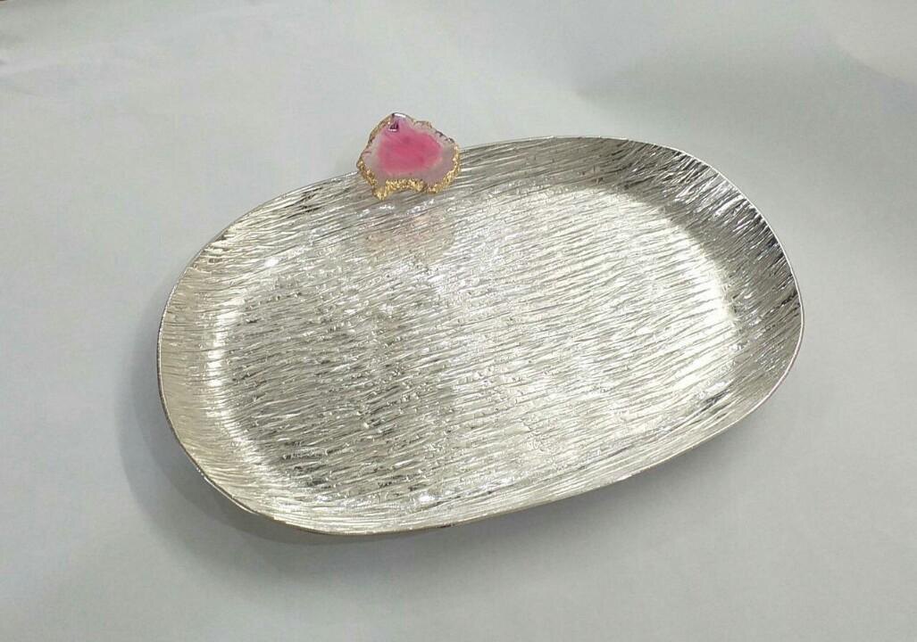 Silver Oval Tray — Metal · Silver, XANVOR, Moradabad