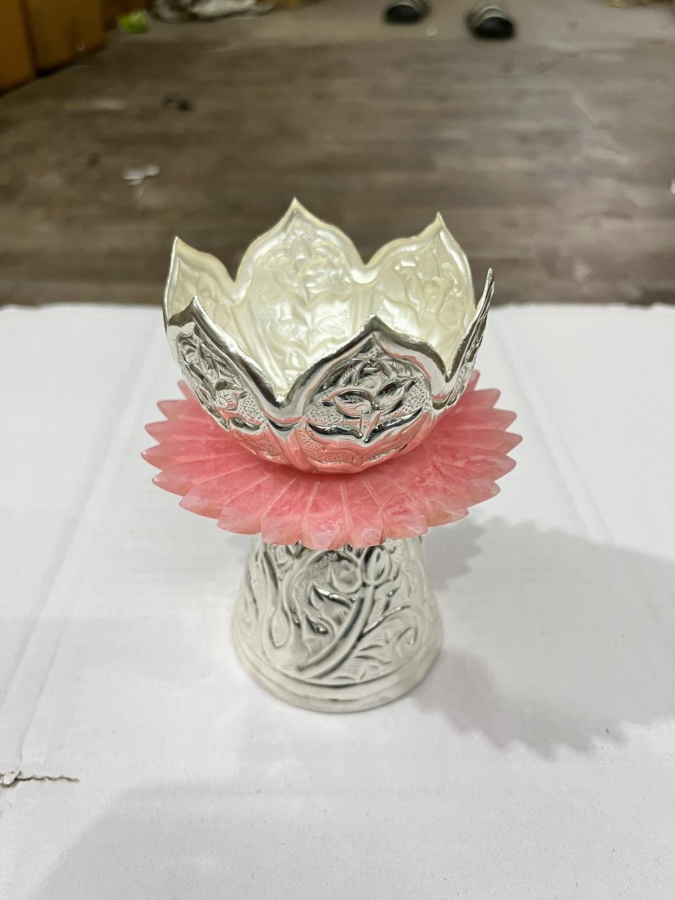 Lotus Tealight Holder — Metal · Silver, XANVOR, Moradabad
