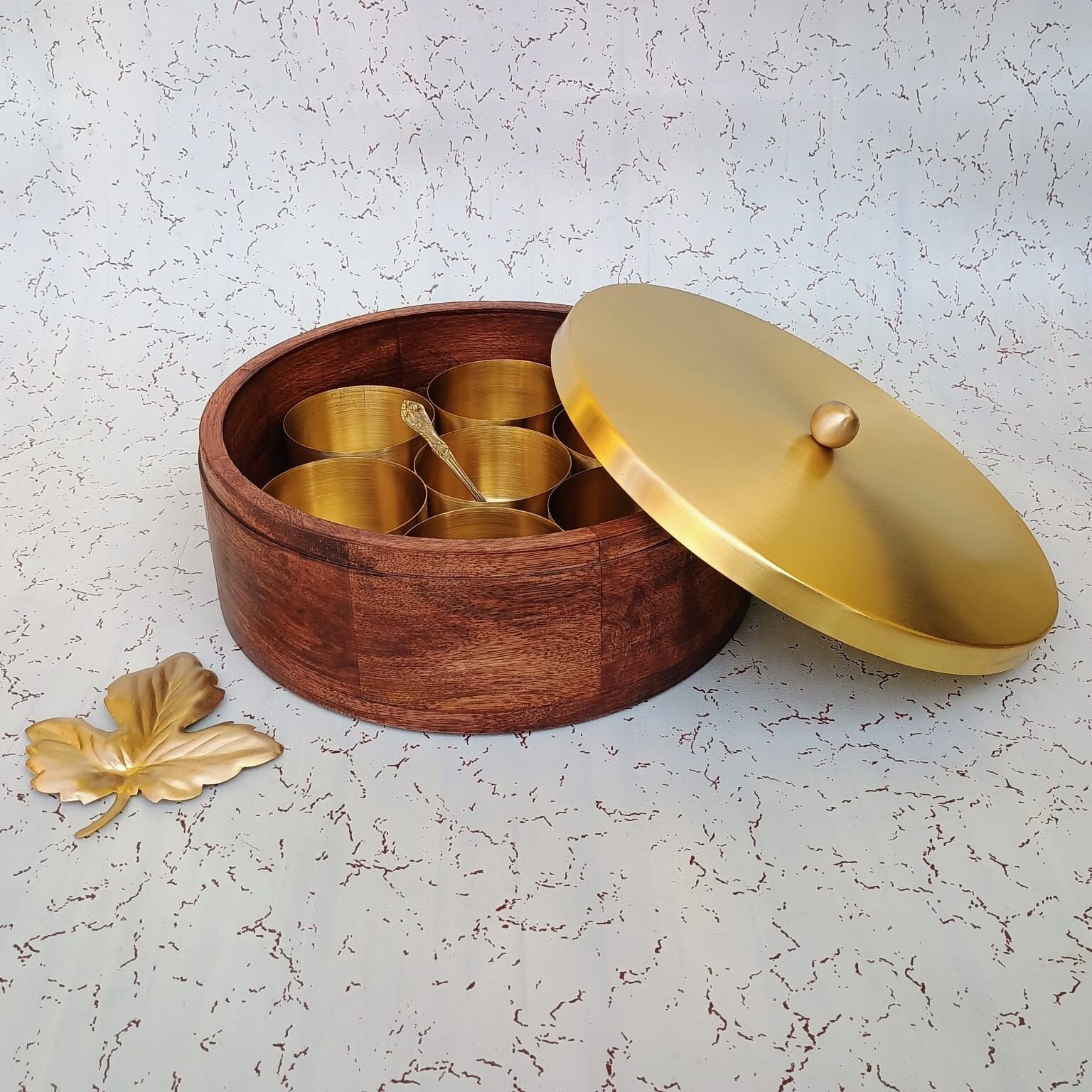 Masala Spice Box — Sheesham · Brass, XANVOR, Moradabad