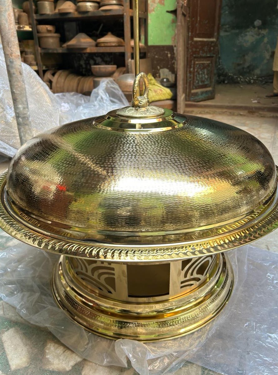 Maharaja Grand Serving Dome — Solid Brass · Hand-Hammered · Lacquered, XANVOR, Moradabad