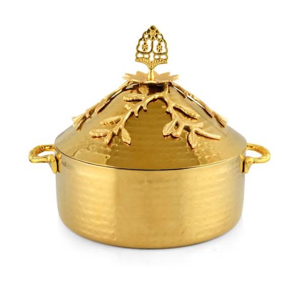 Botanica Leaf & Vine Hot-Pot — Mirror Gold PVD · Cast vine applique, XANVOR, Moradabad