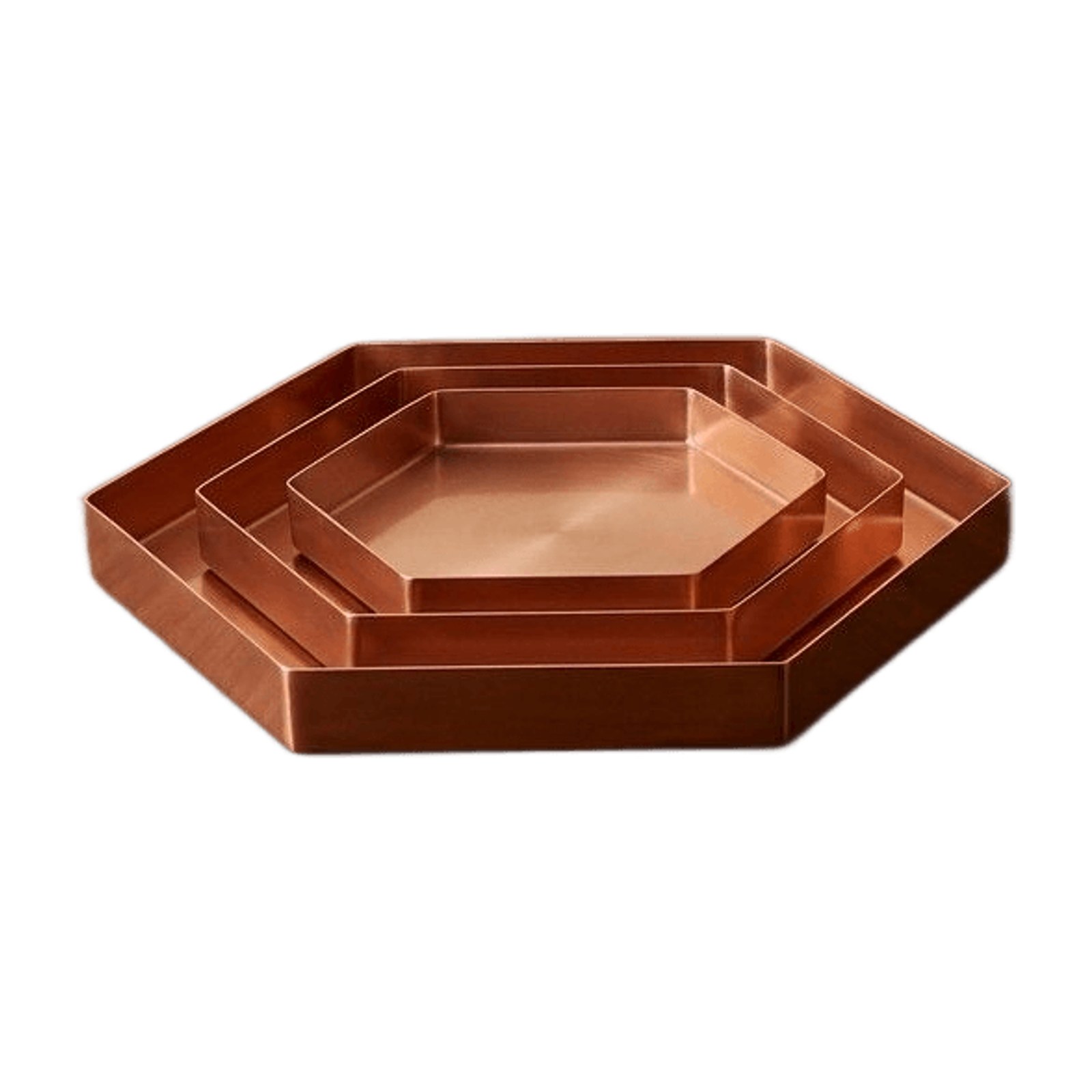 Hex Nest Copper Trays - Set of 3