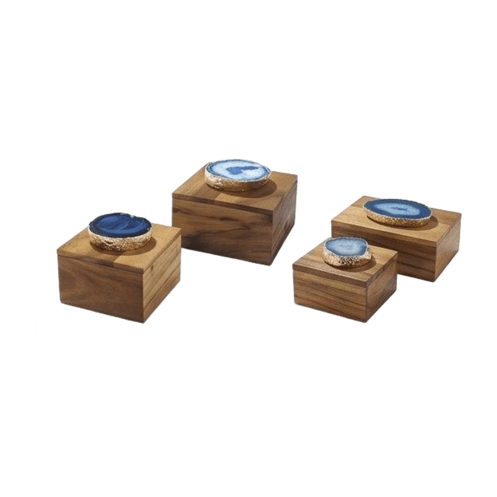 Teak & Agate Box Trio - Set of 3