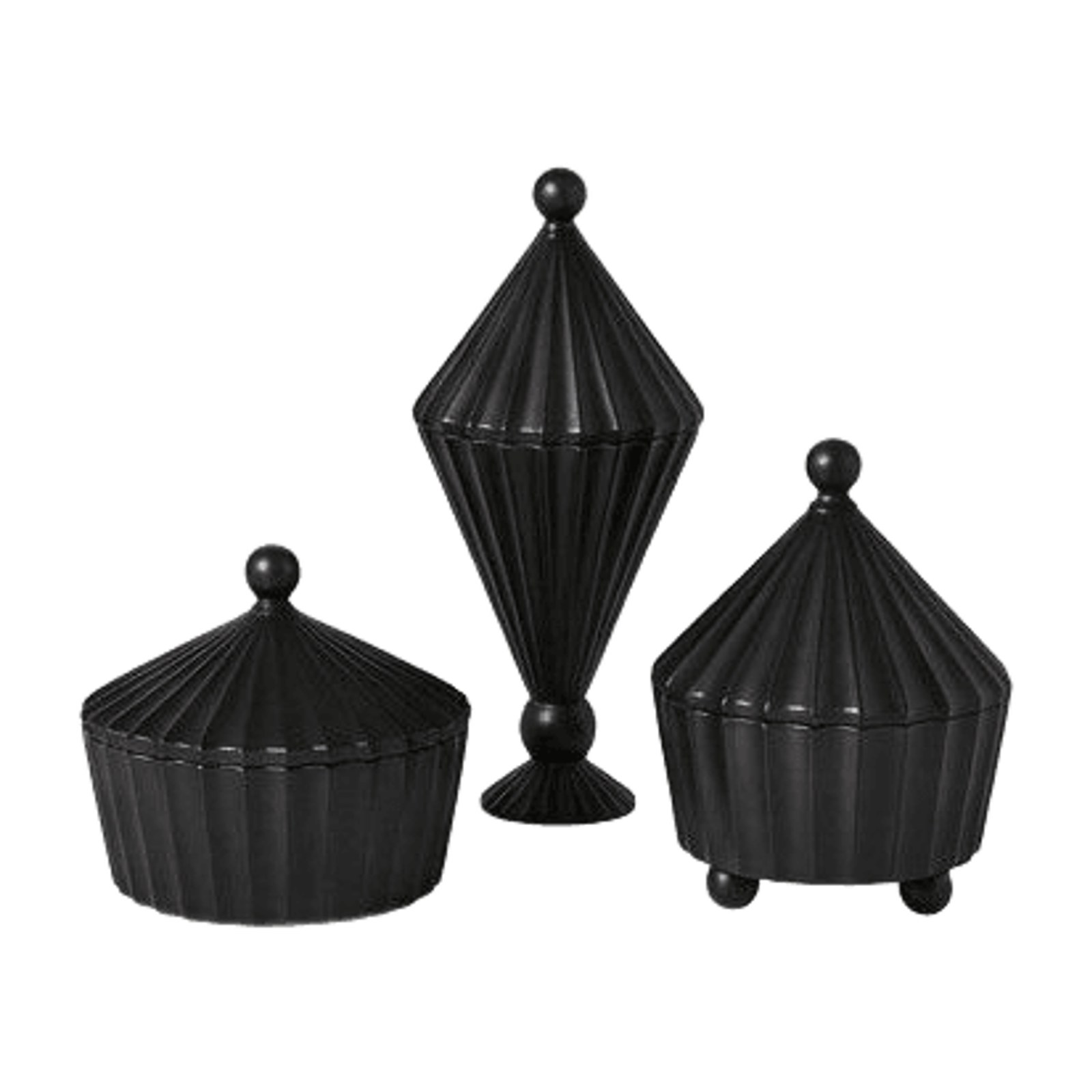 Obsidian Fluted Canister Trio - Set of 3