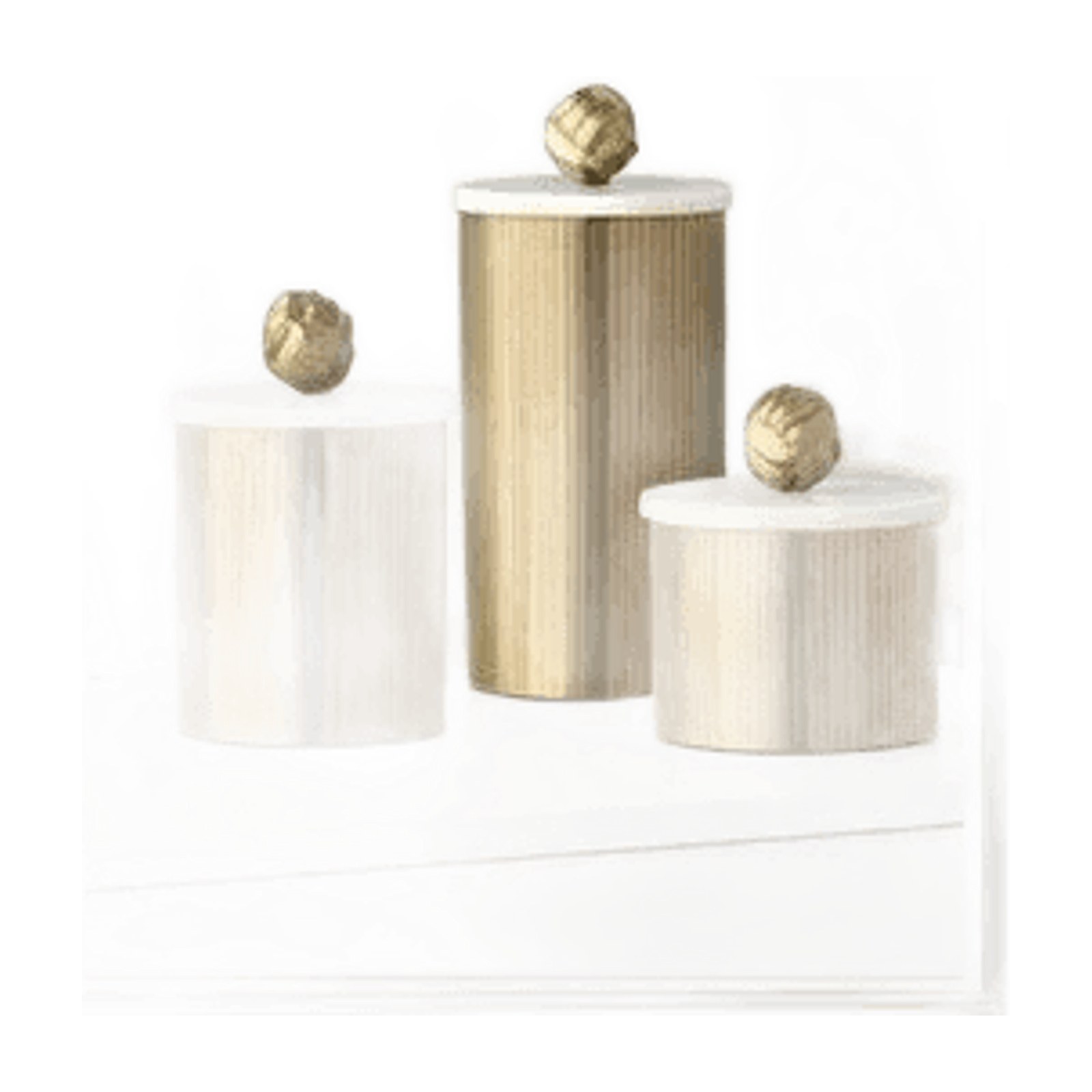 Triad Fluted Brass Canister Set - Set of 3 — Brass · Composite Lids, XANVOR, Moradabad