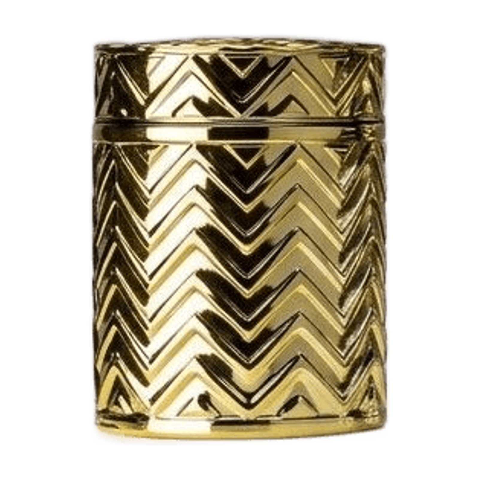 Chevron Polished Gold Canister — Metal, XANVOR, Moradabad