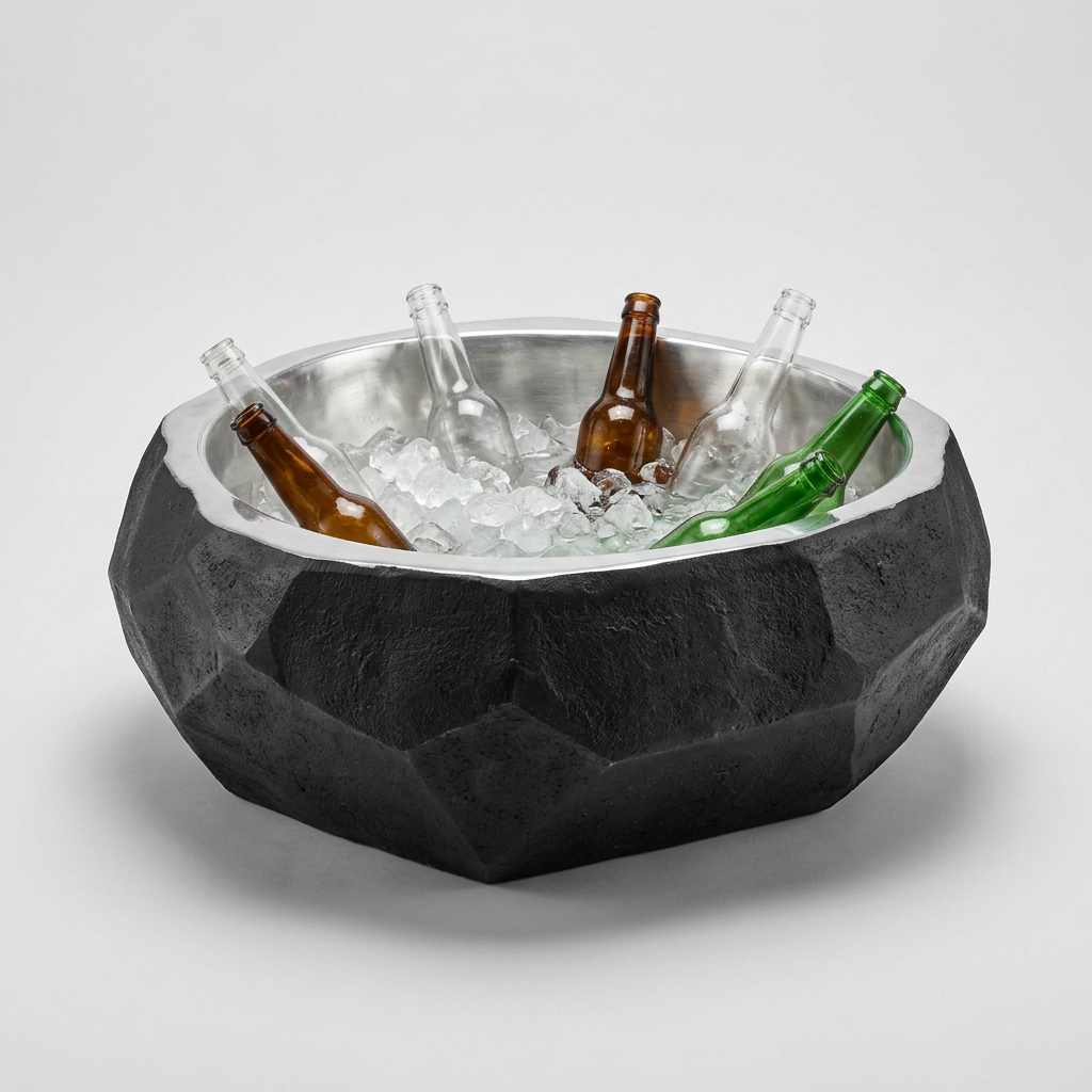 Rock Pool Cooler — Cast Aluminium · Oxidised Black · Polished, XANVOR, Moradabad
