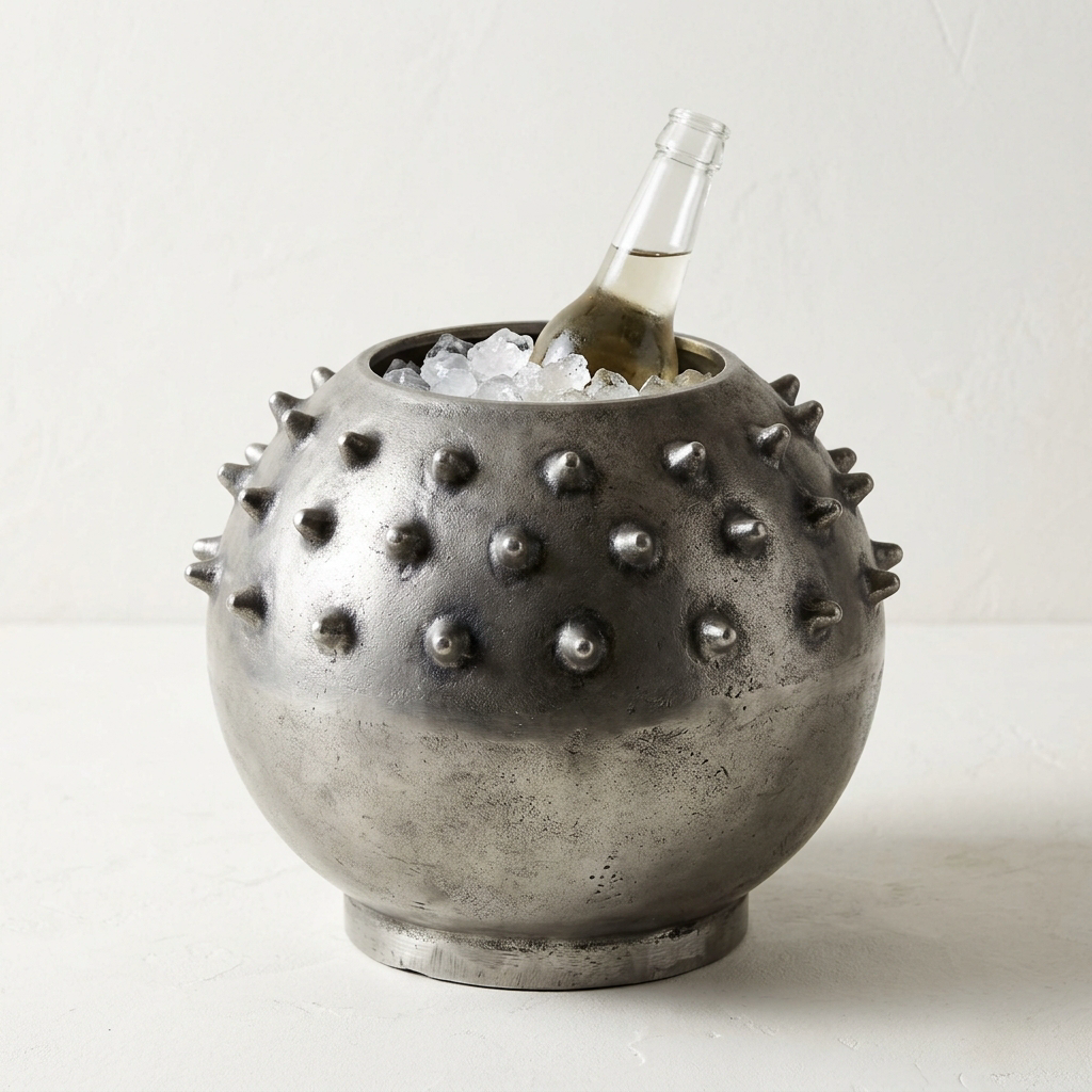 Puffer Bottle Cooler — Cast Aluminium · Aged Pewter, XANVOR, Moradabad