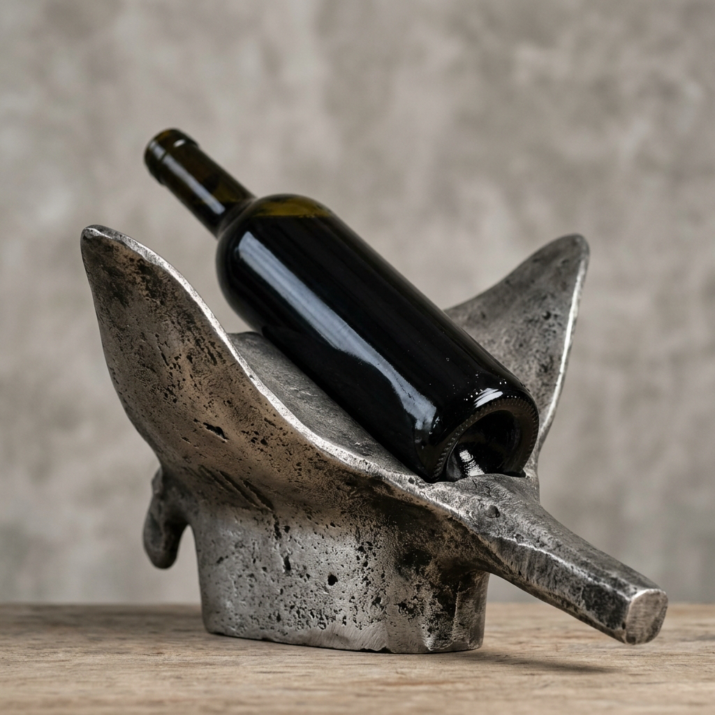 Manta Bottle Rest — Cast Aluminium · Aged Pewter, XANVOR, Moradabad