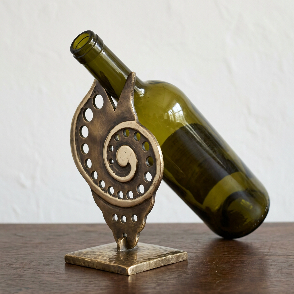 Conch Profile Bottle Rest — Sheet Brass · Antique Brass, XANVOR, Moradabad