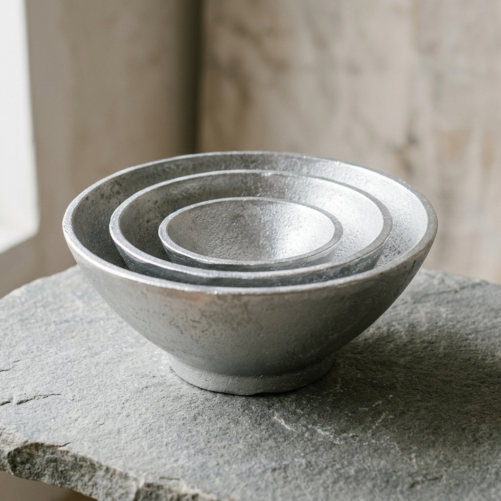 Limpet Nesting Bowls, set of 3 — Cast Aluminium · Polished, XANVOR, Moradabad
