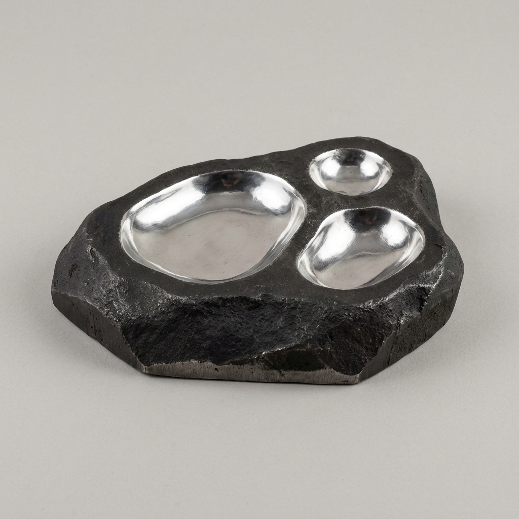 Tide Pool Dip Slab — Cast Aluminium · Oxidised Black · Polished, XANVOR, Moradabad