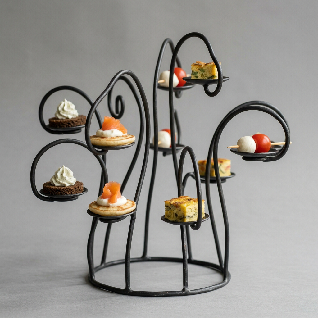 Kelp Forest Amuse-Bouche Stand — Iron · Oxidised Black · Lacquered, XANVOR, Moradabad