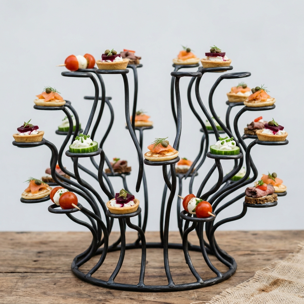 Anemone Macaron Stand — Iron · Oxidised Black · Lacquered, XANVOR, Moradabad