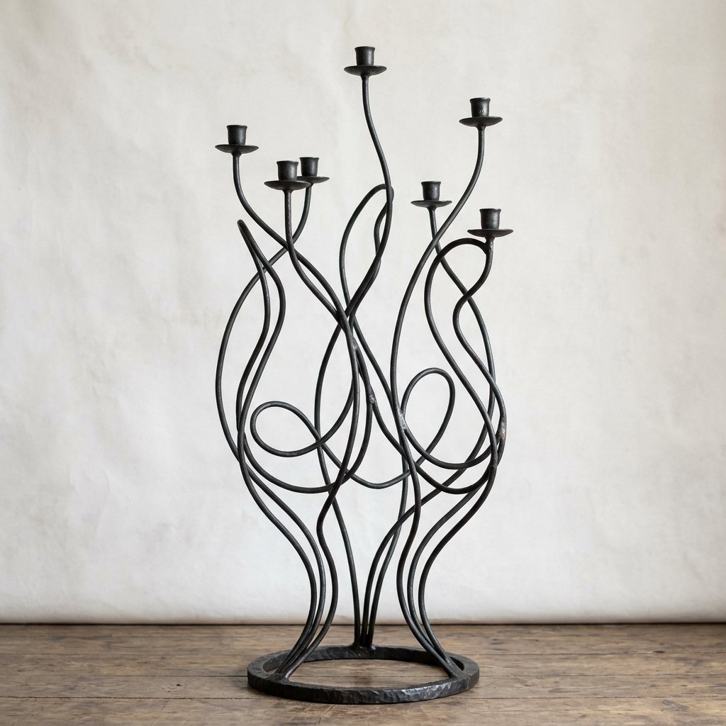 Kelp Floor Candelabra — Iron · Oxidised Black · Lacquered, XANVOR, Moradabad