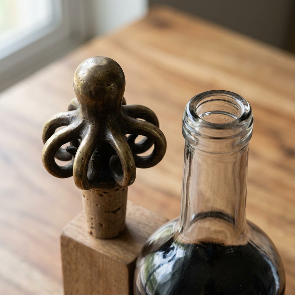 Octopus Bottle Stopper — Cast Brass · Antique Brass, XANVOR, Moradabad