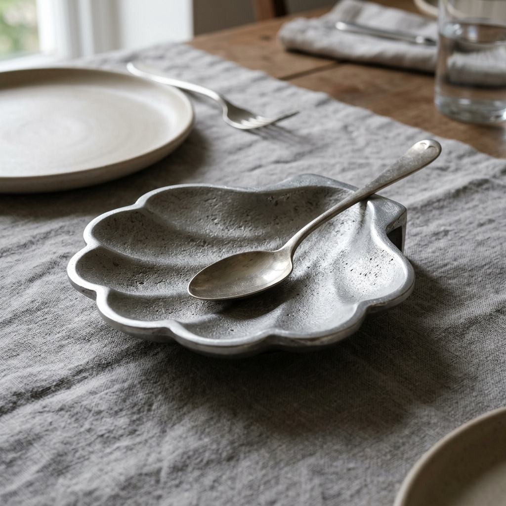 Clam Spoon Rest — Cast Aluminium · Polished, XANVOR, Moradabad