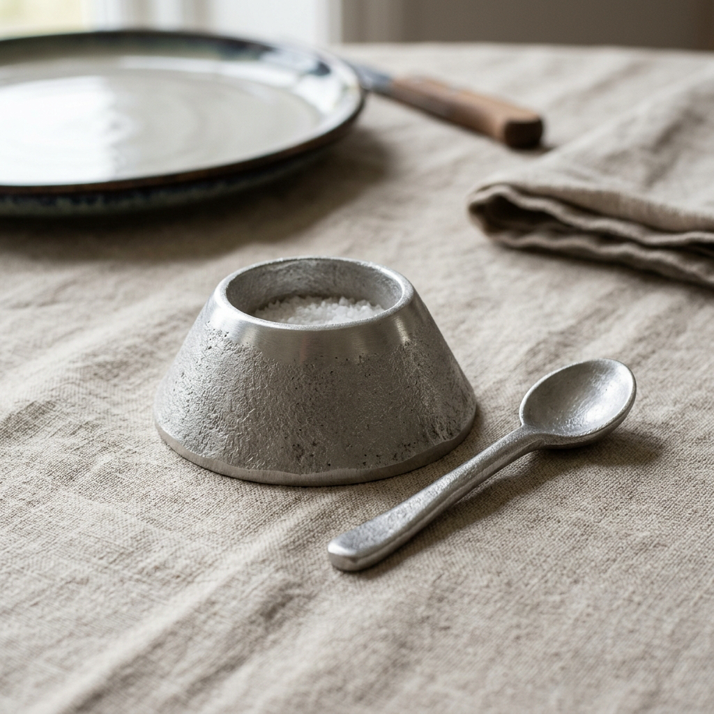 Limpet Salt Cellar with Spoon — Cast Aluminium · Polished, XANVOR, Moradabad
