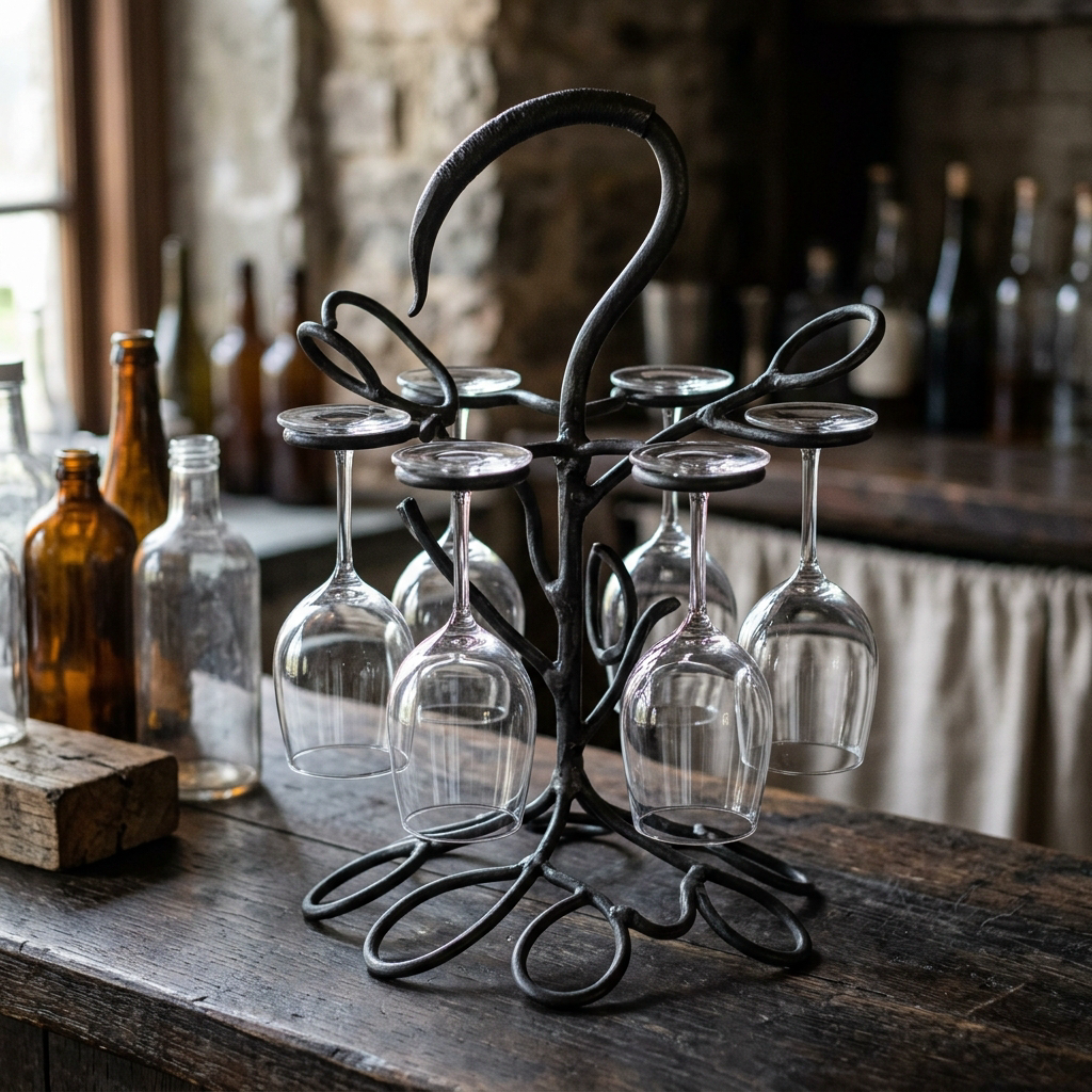 Coral Glass Caddy — Iron · Oxidised Black · Lacquered, XANVOR, Moradabad