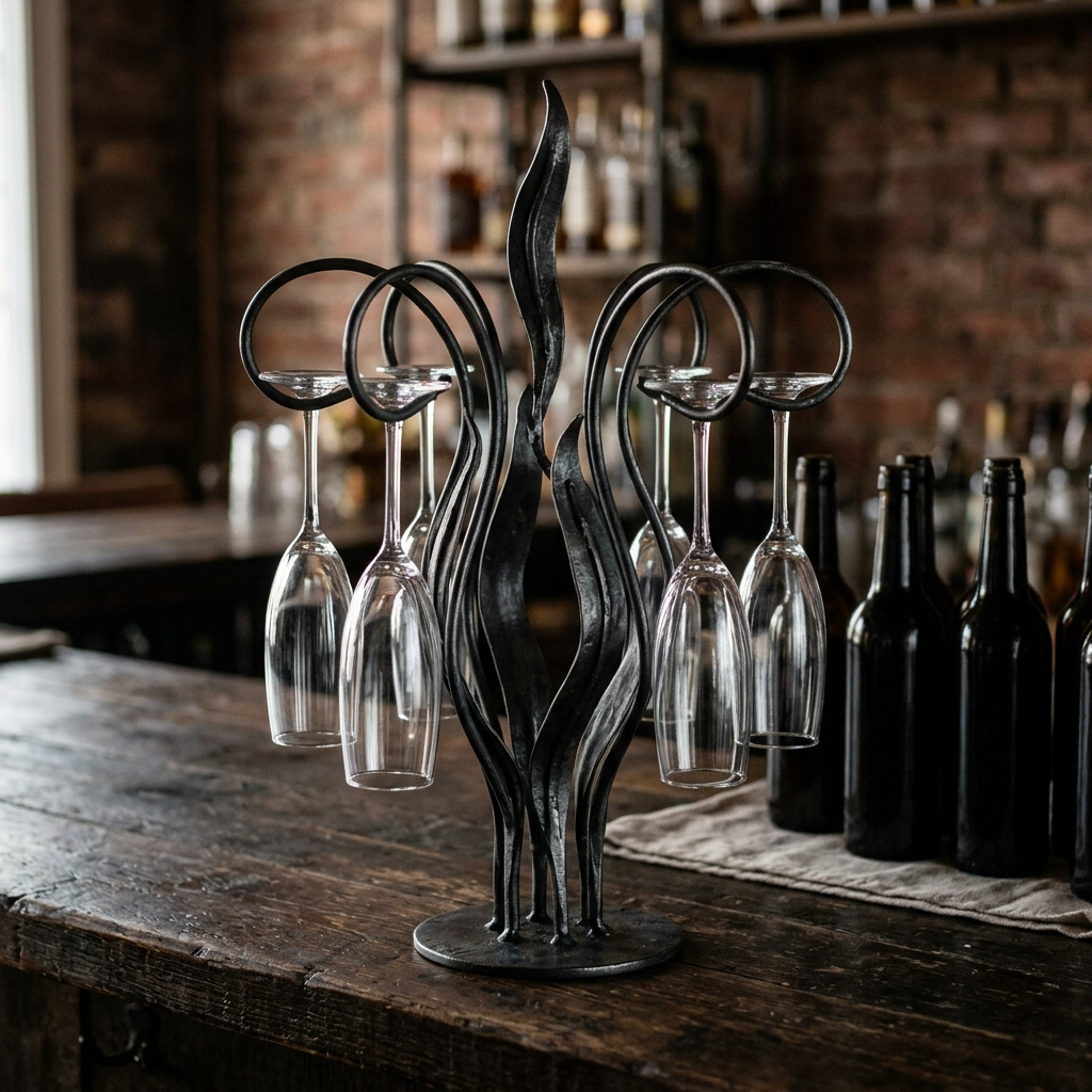 Kelp Flute Stand — Iron · Oxidised Black · Lacquered, XANVOR, Moradabad
