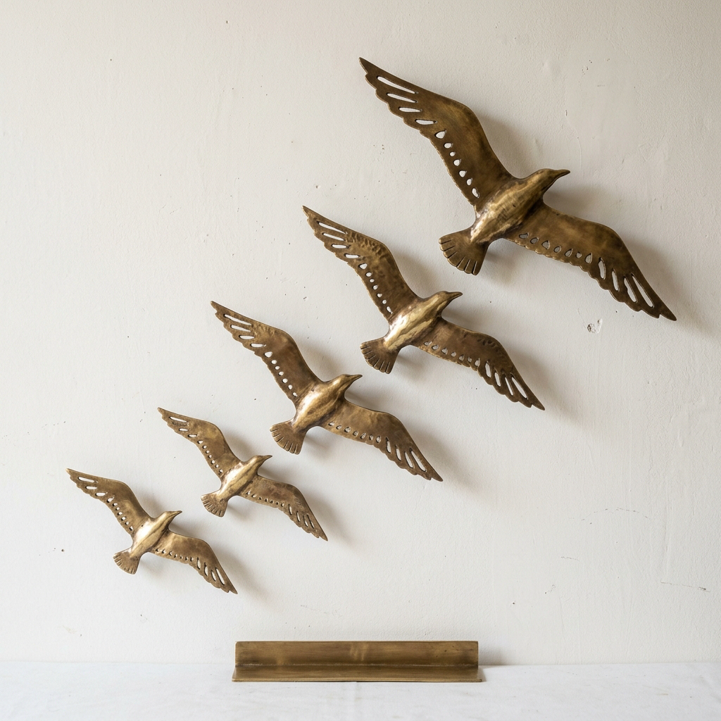 Gull Flight, set of 5 — Sheet Brass · Antique Brass, XANVOR, Moradabad