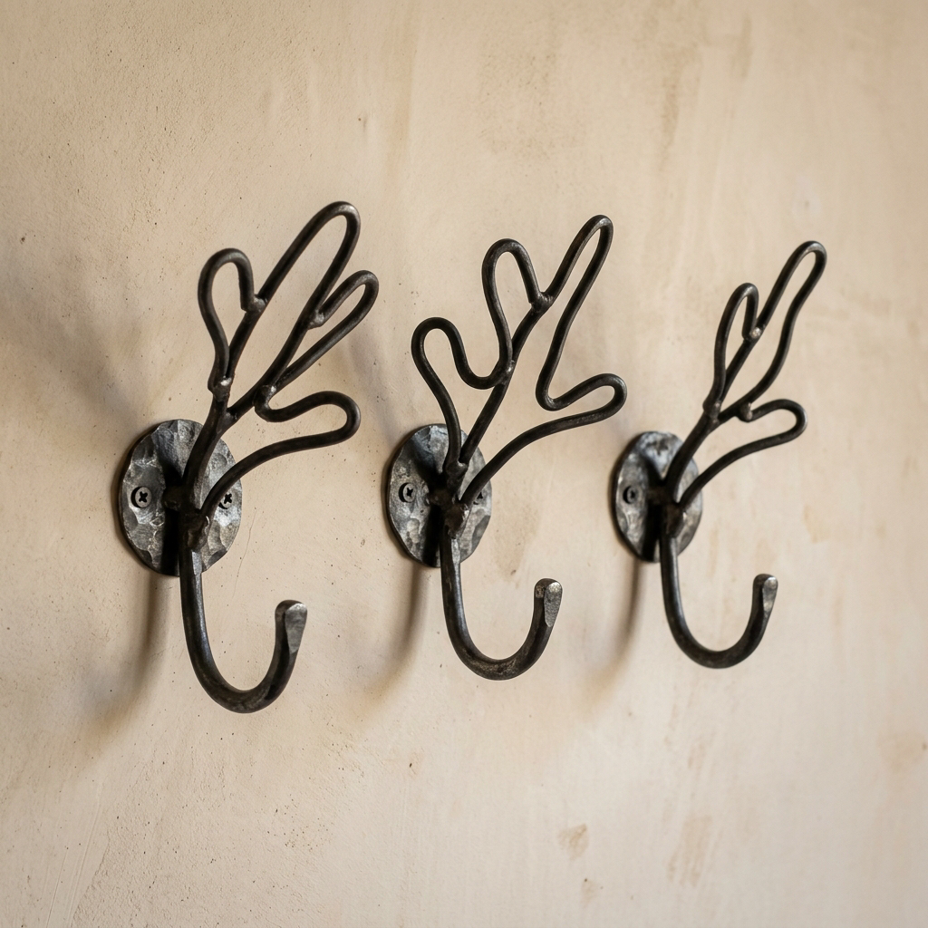 Coral Hooks, set of 3 — Iron · Oxidised Black · Lacquered, XANVOR, Moradabad
