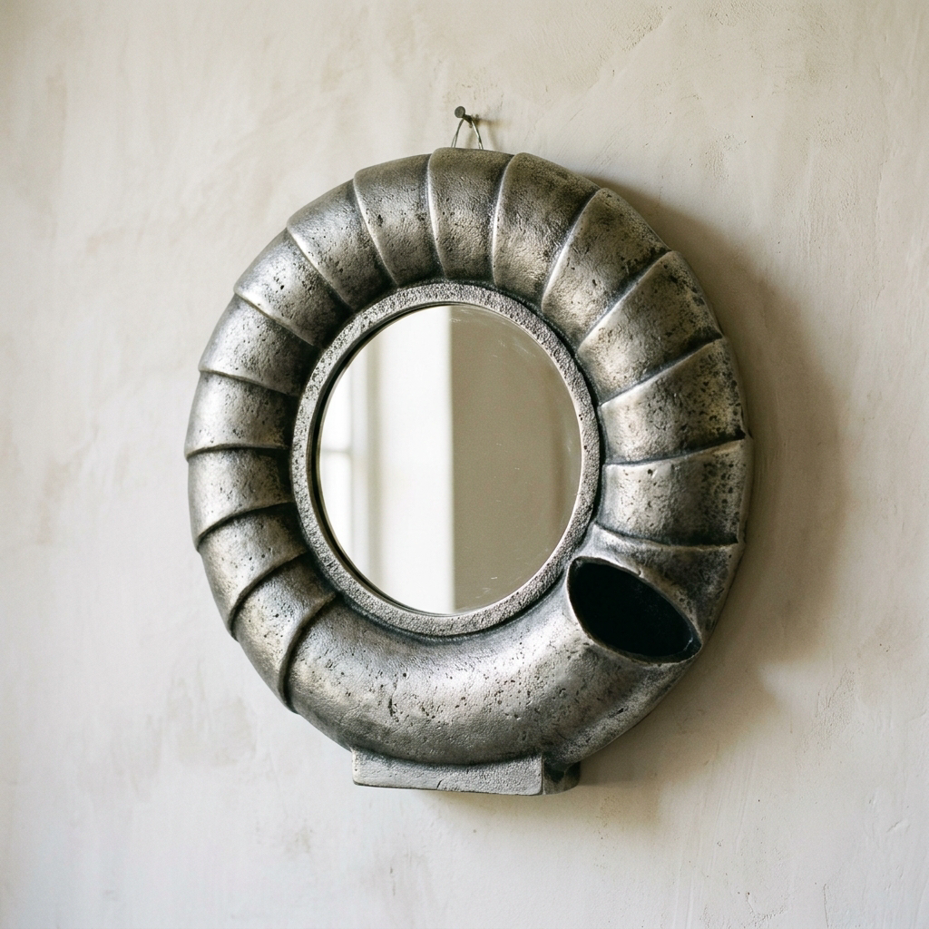 Nautilus Mirror — Cast Aluminium · Aged Pewter, XANVOR, Moradabad