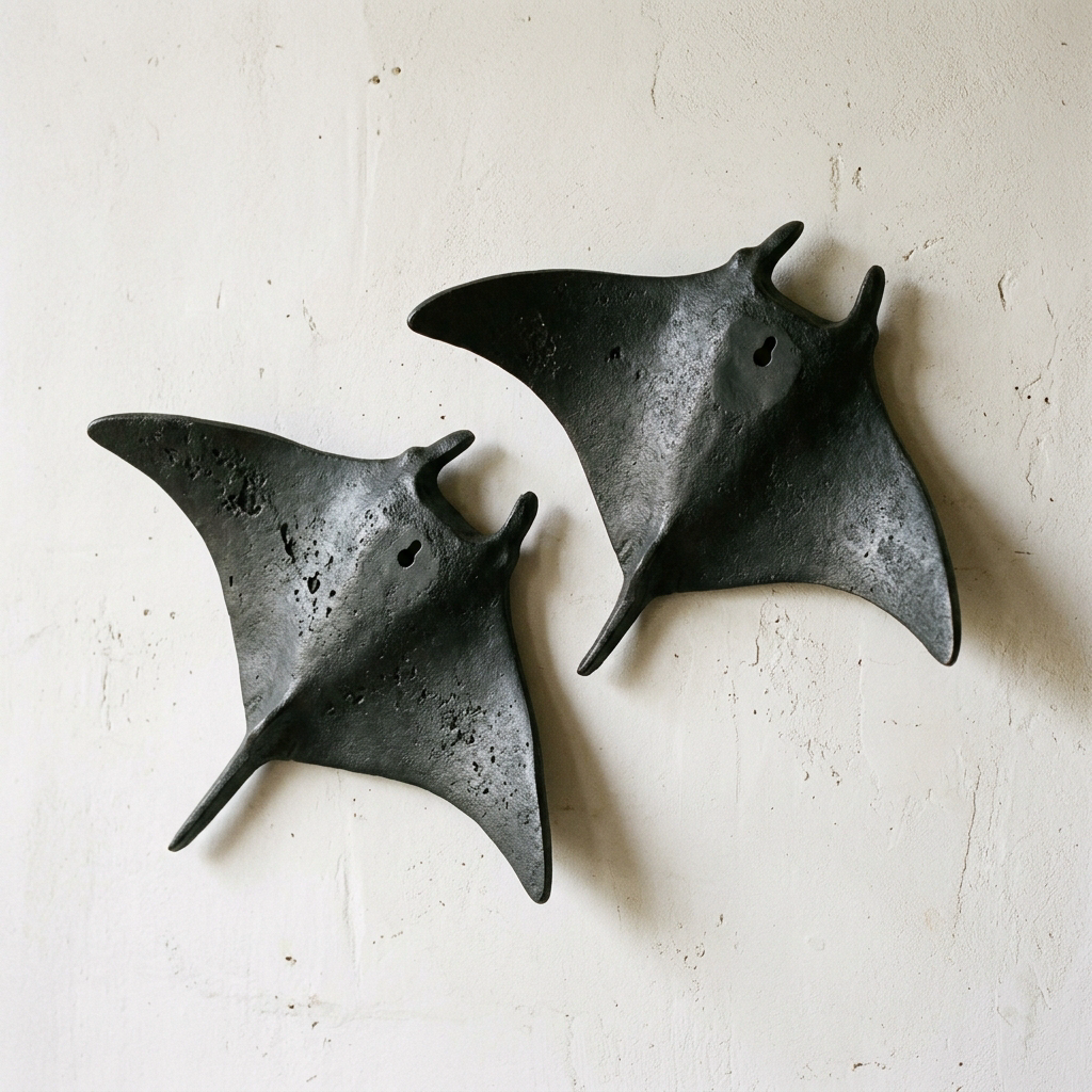 Manta Wall Pair — Cast Aluminium · Oxidised Black, XANVOR, Moradabad