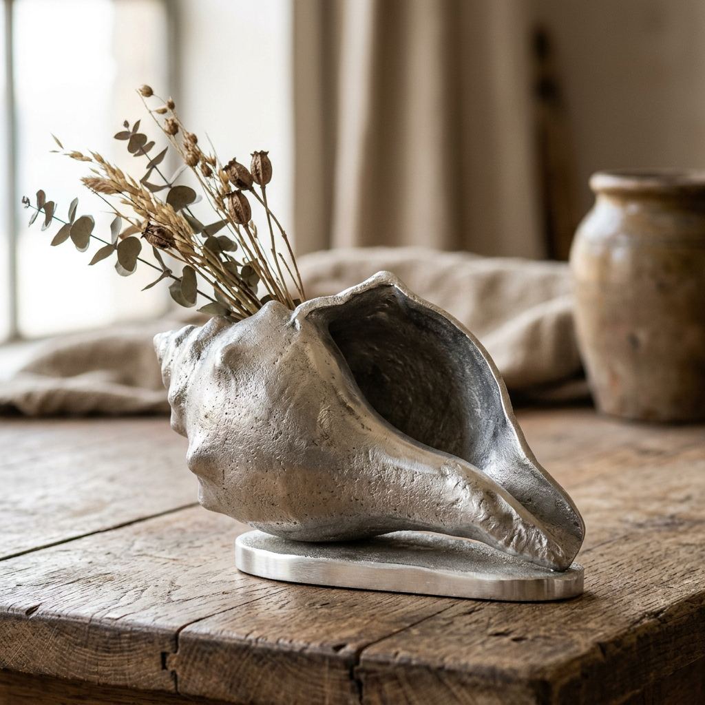 Conch Bud Vase — Cast Aluminium · Polished, XANVOR, Moradabad