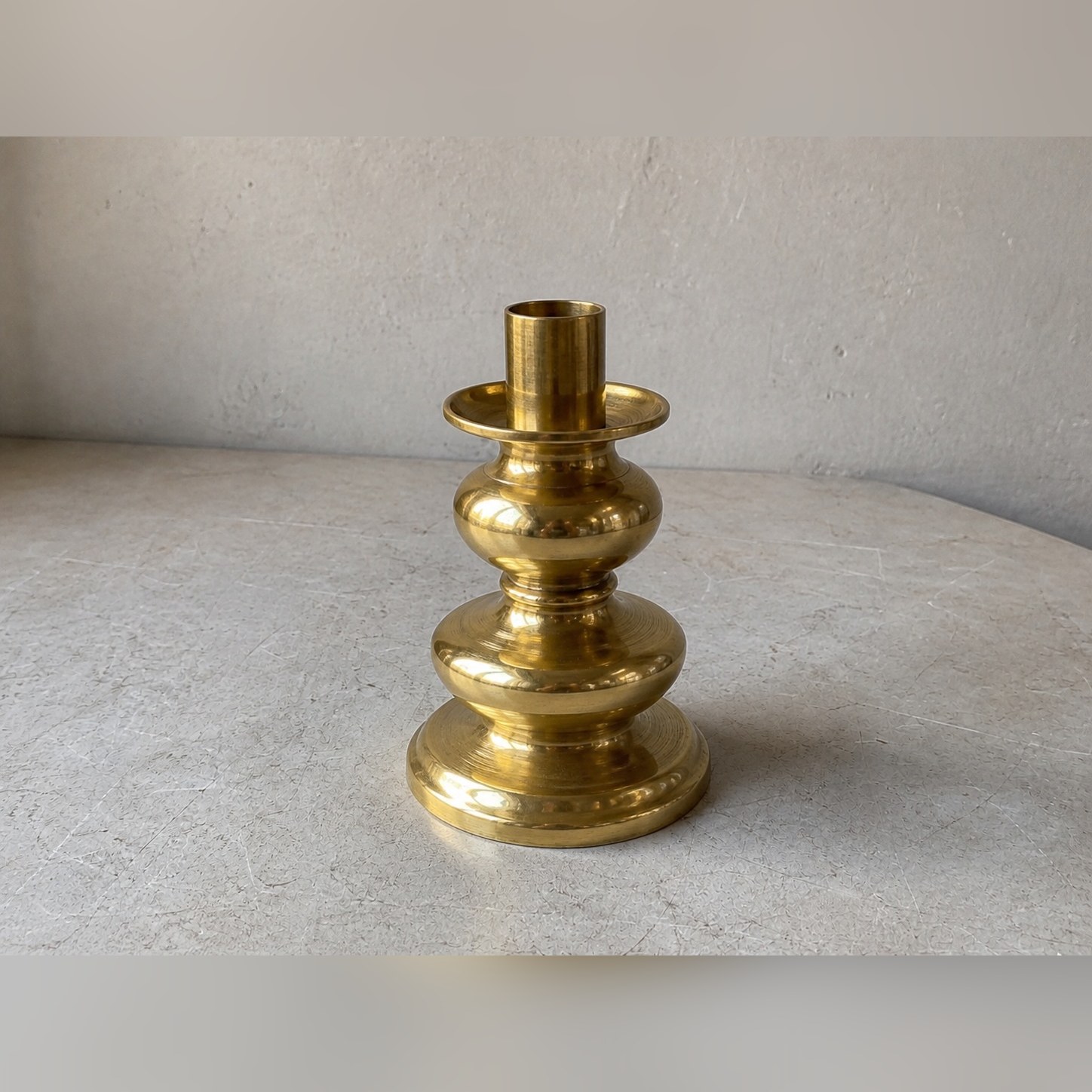 Dhun Spool Candlestick — Brass · Polished, XANVOR, Moradabad