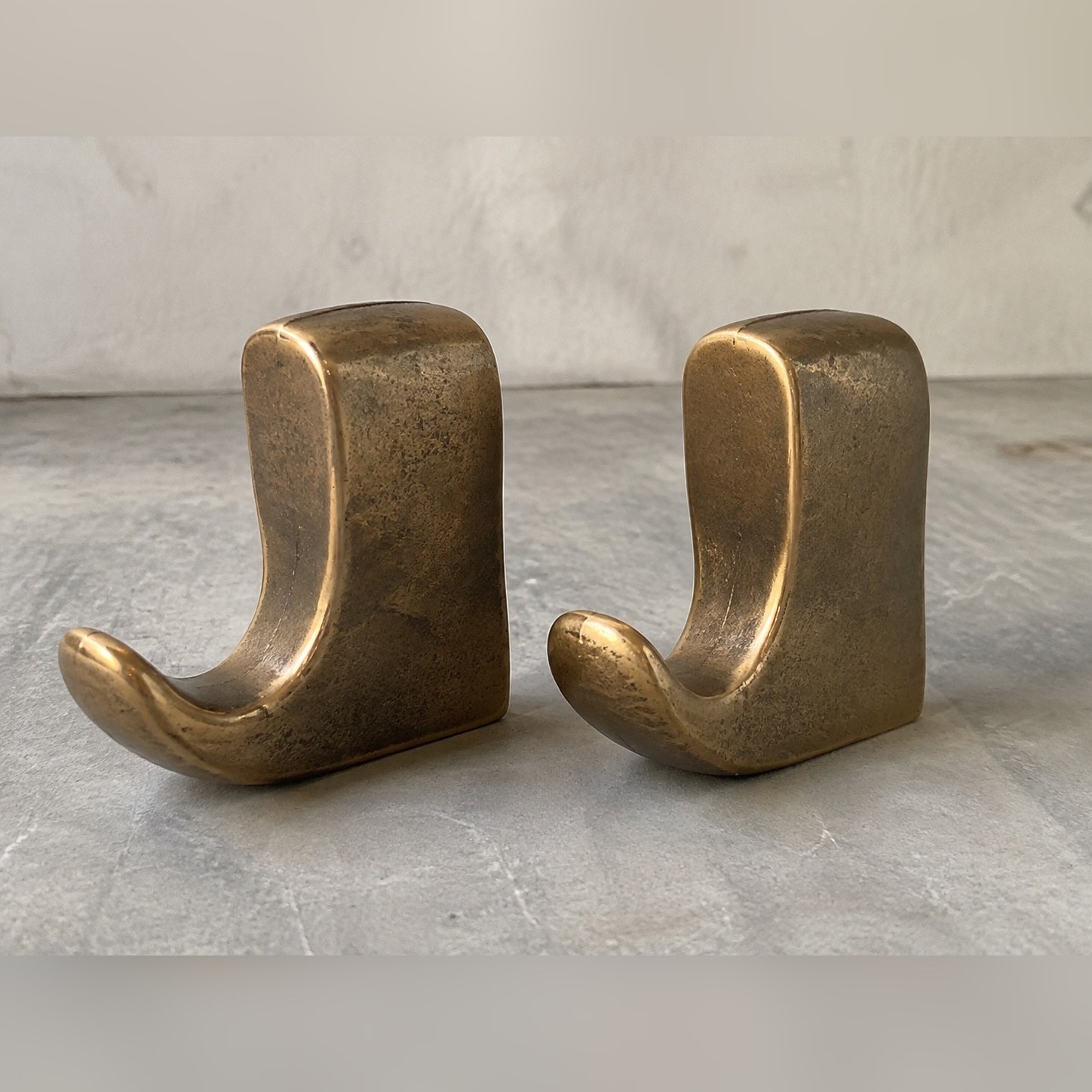 Thapi Wall Hook Pair — Brass · Antique, XANVOR, Moradabad