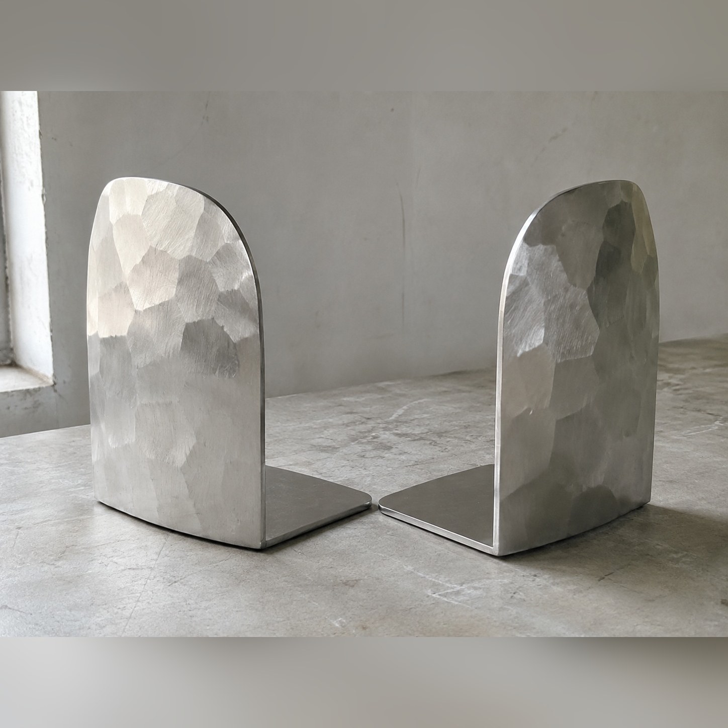 Broad Shoulder Bookends — Pair — Stainless steel 304 · Mechanically matt, XANVOR, Moradabad