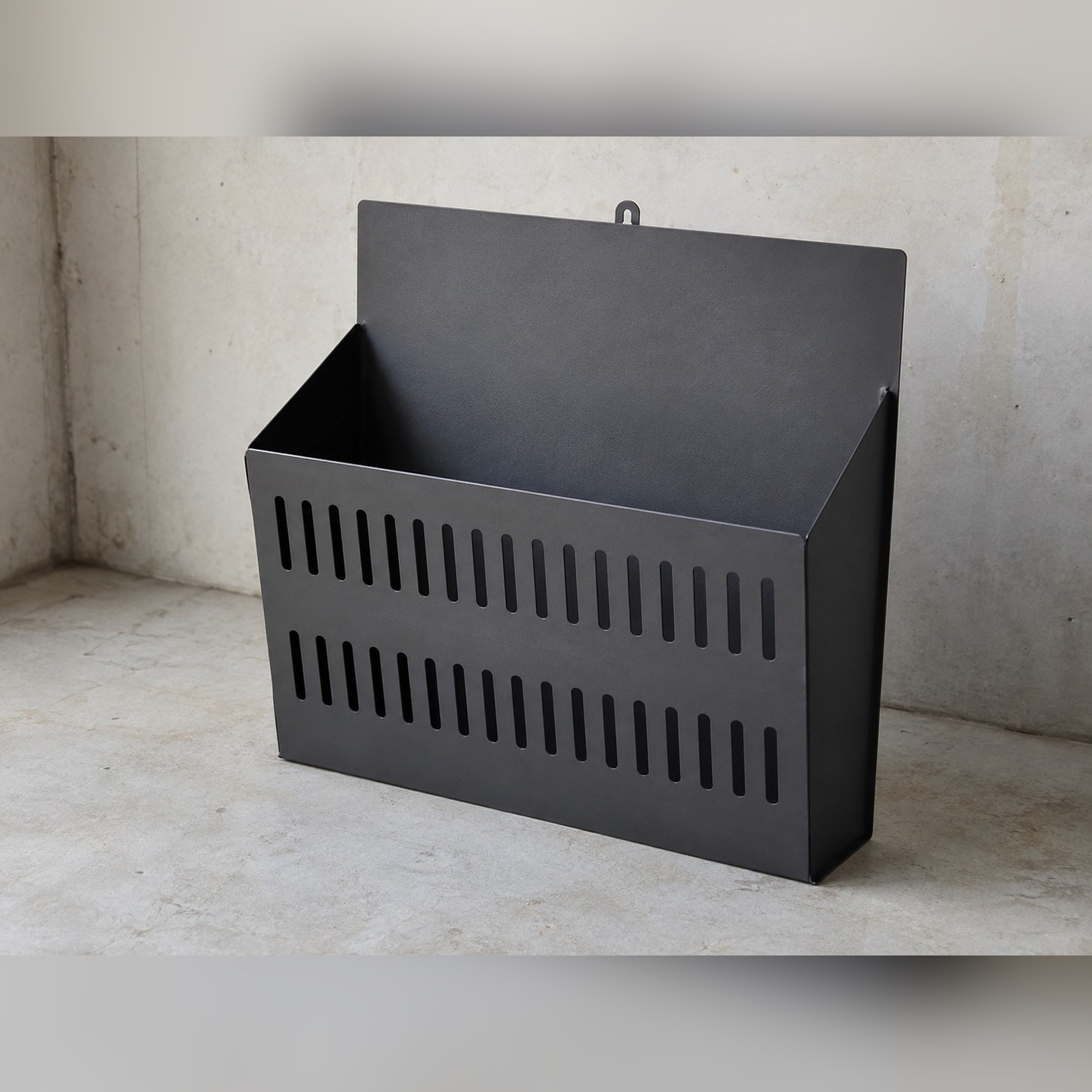 Wall Post Pocket — Stainless steel 304 · Opaque charcoal powder coat, XANVOR, Moradabad