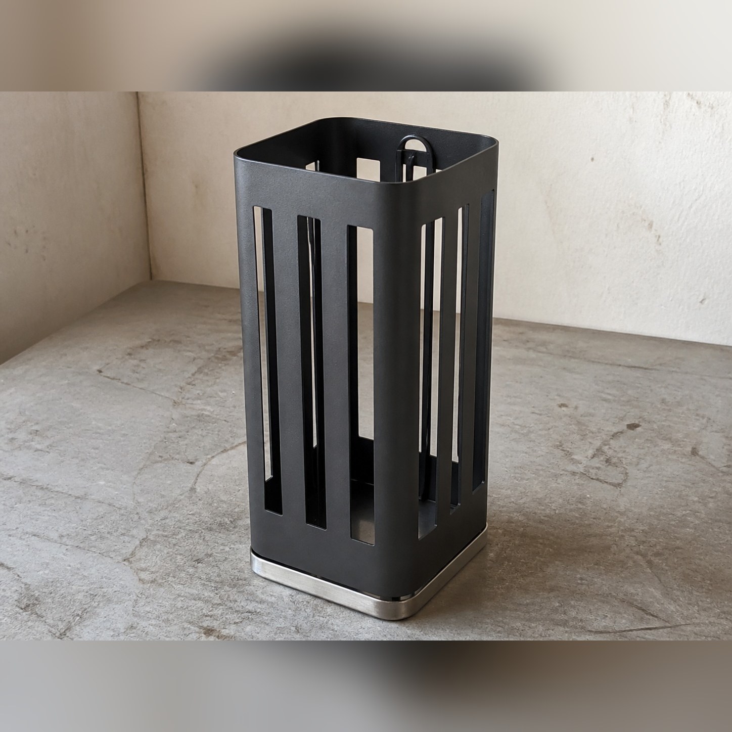 Tall Umbrella Sleeve — Stainless steel 304 · Opaque charcoal powder coat · removable drip pan mechanically matt, XANVOR, Moradabad
