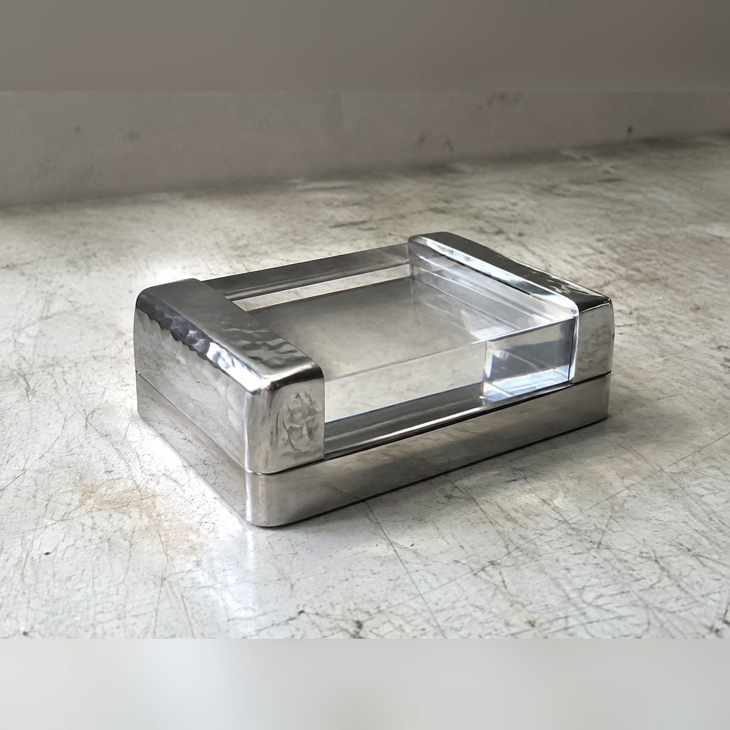 Clear Window Letterweight — Stainless steel 304 · Clear solid acrylic accent block · Mechanically polished, XANVOR, Moradabad