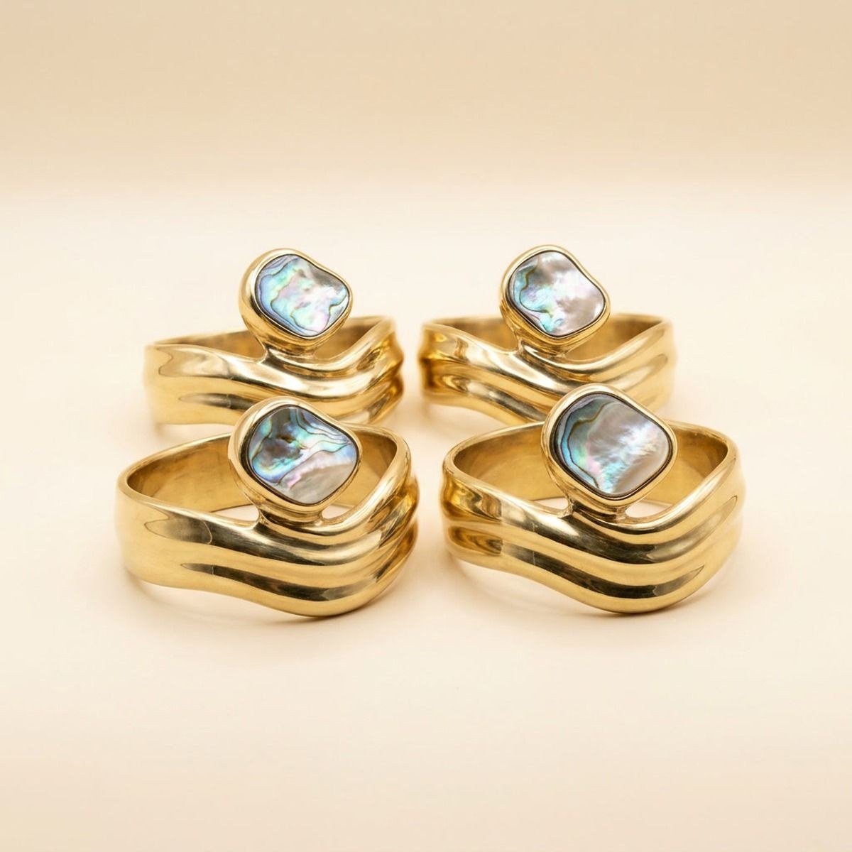 Mother of Pearl Wave Napkin Rings - Set of 4