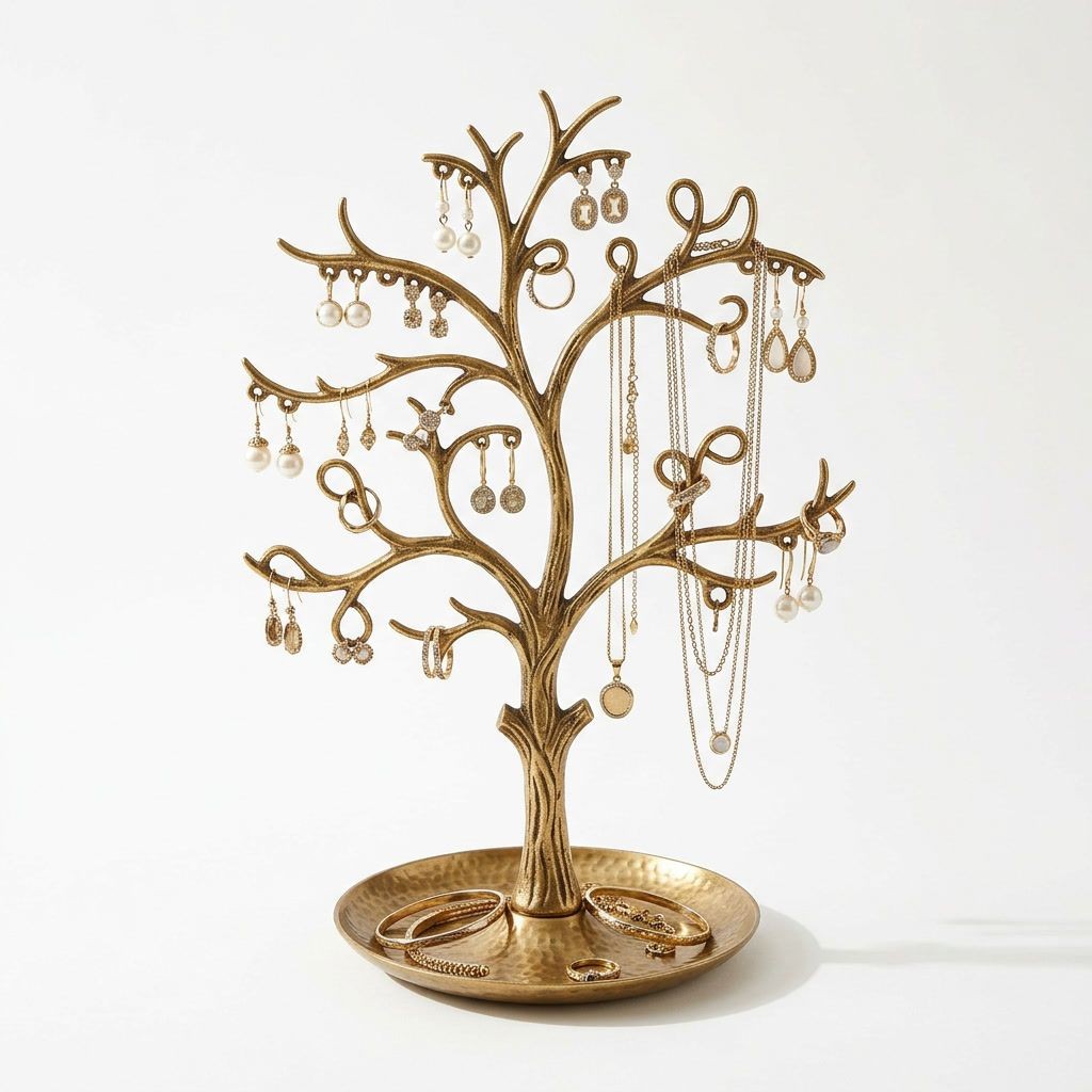 Arboreal Antique Gold-Finished Multi-Tier Jewelry Organizer
