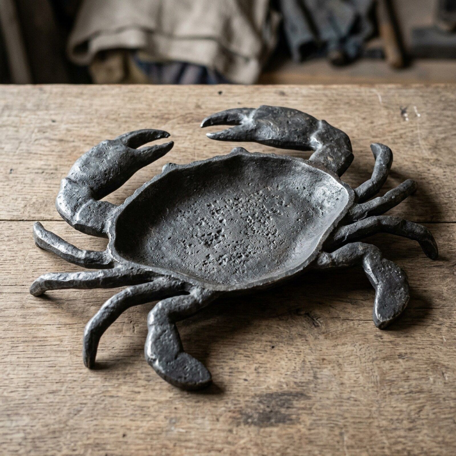 Shore Crab Cast Platter — Cast Aluminium · Oxidised Black, XANVOR, Moradabad