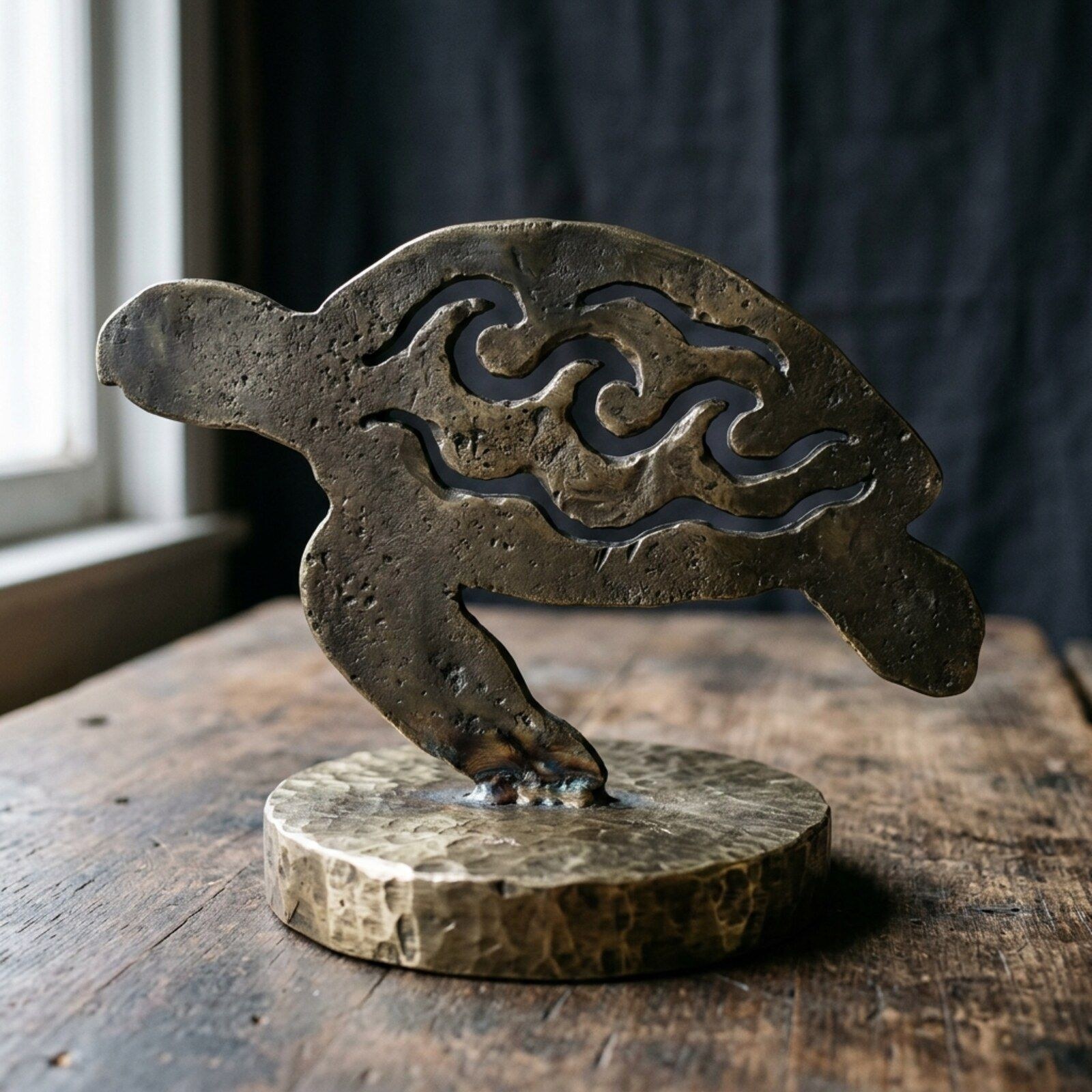Sea Turtle Pierced Brass Sculpture — Sheet Brass · Antique Brass, XANVOR, Moradabad