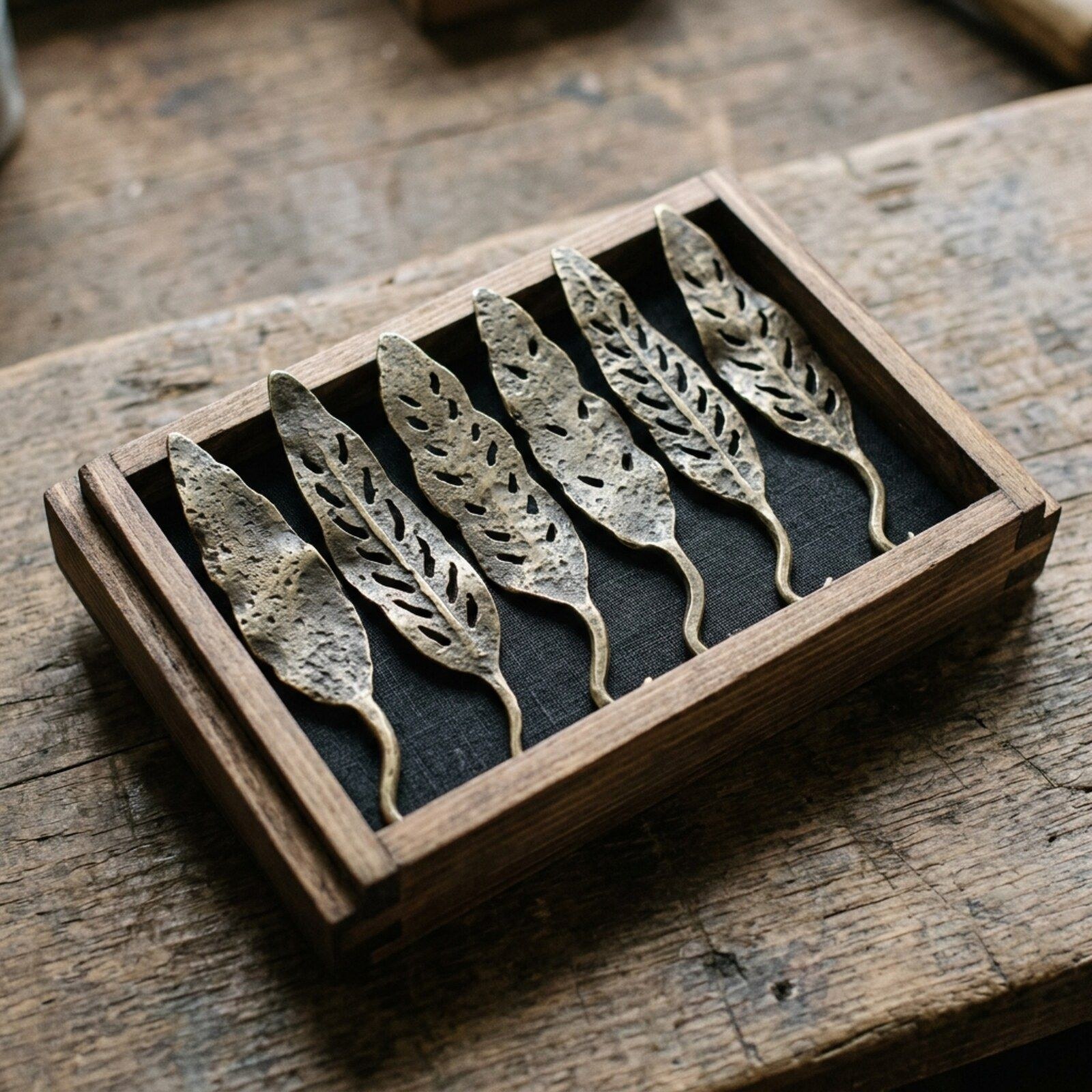 Kelp Blade Brass Bookmarks — Sheet Brass · Antique Brass, XANVOR, Moradabad
