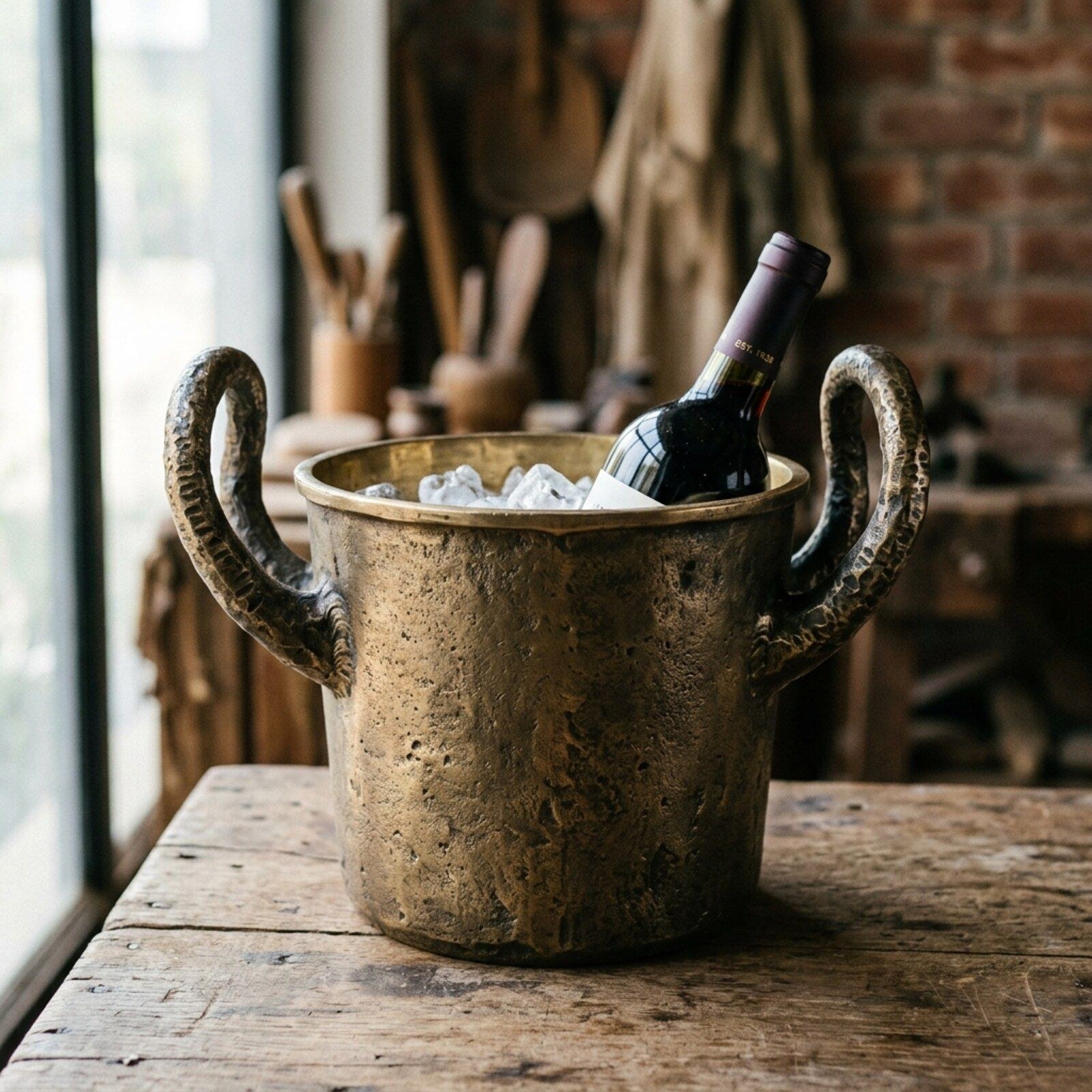Kraken Tentacle Bottle Cooler — Cast Aluminium · Antique Brass, XANVOR, Moradabad