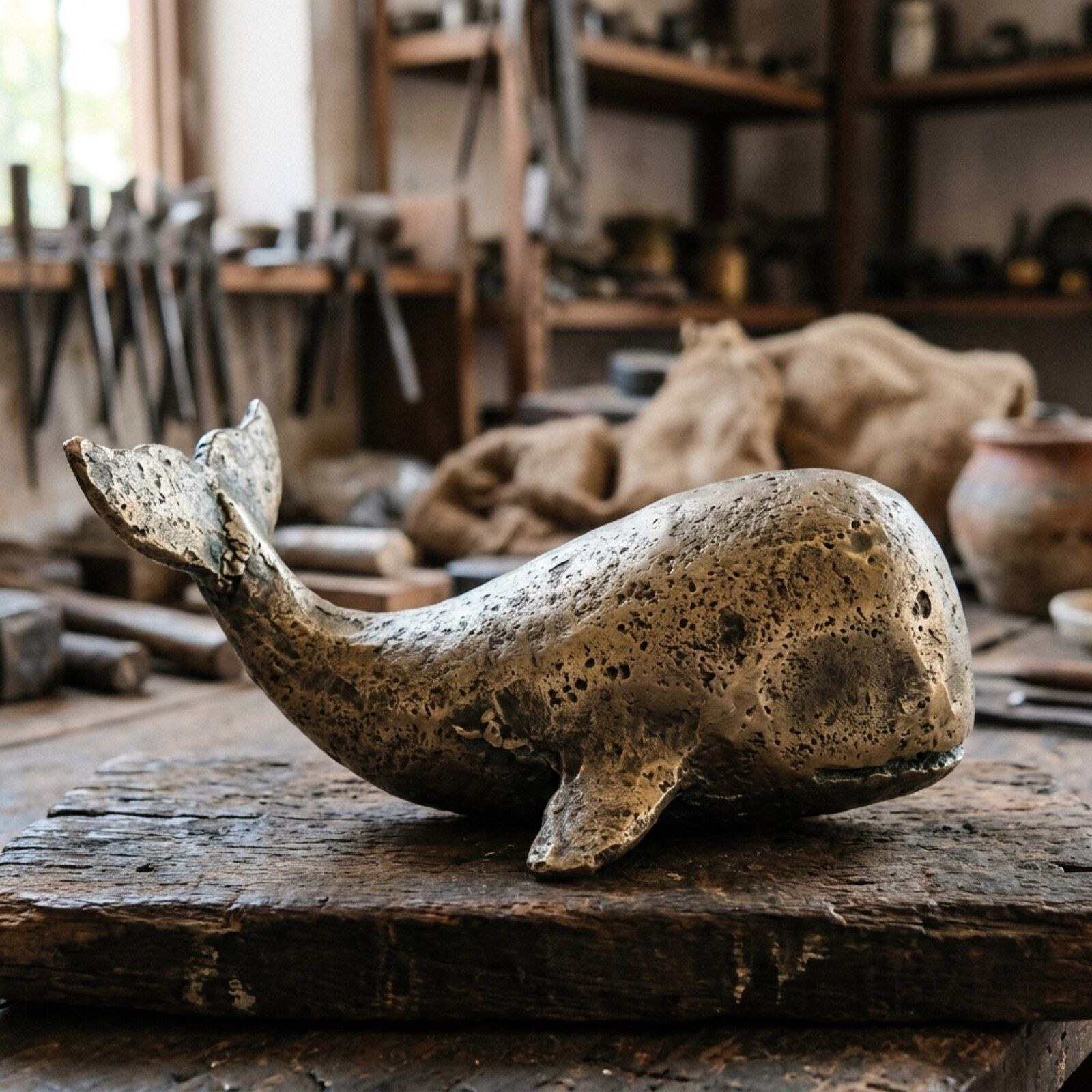 Sperm Whale Cast Sculpture — Cast Aluminium · Aged Pewter, XANVOR, Moradabad