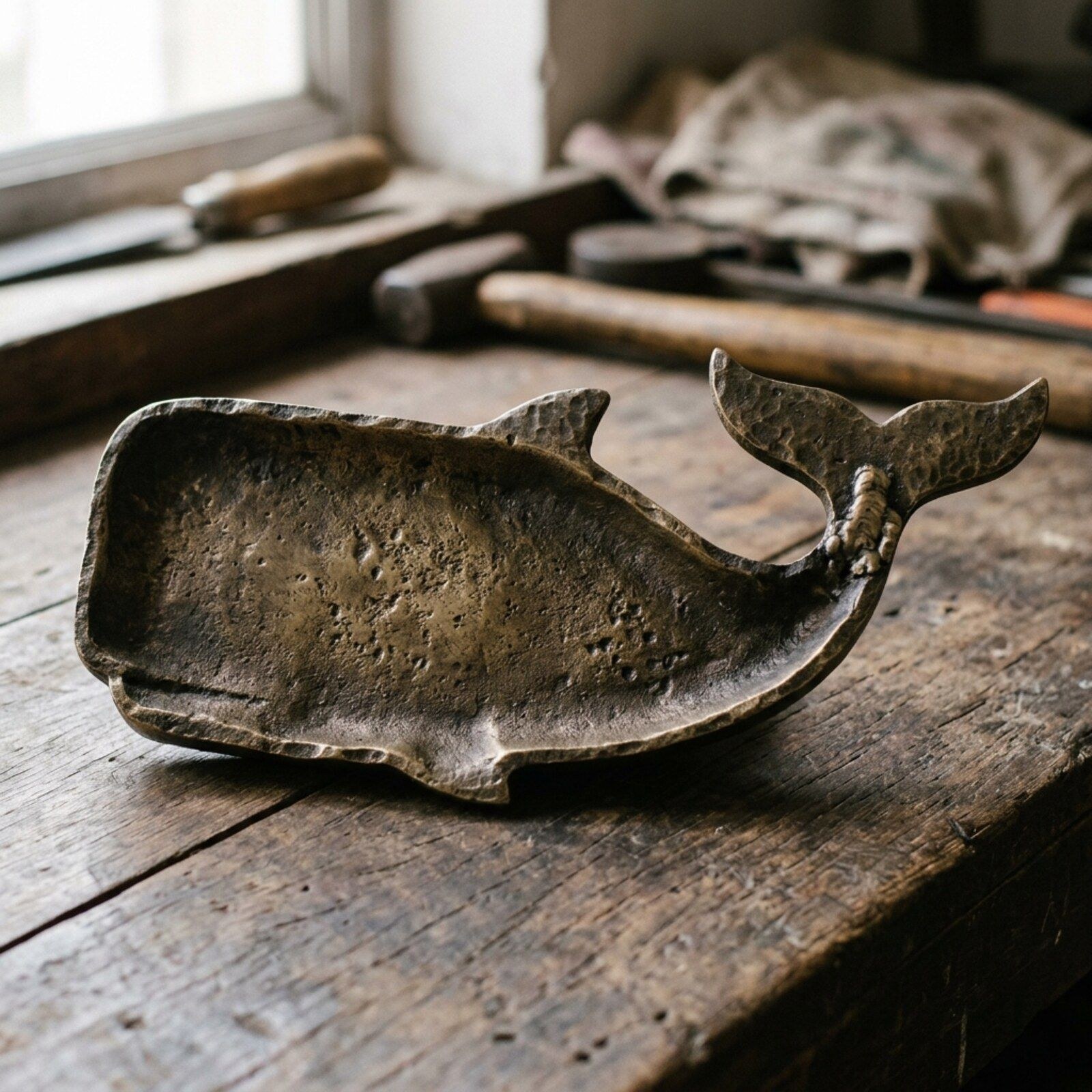 Whale Cast Catch-All Tray — Cast Aluminium · Oxidised Black, XANVOR, Moradabad