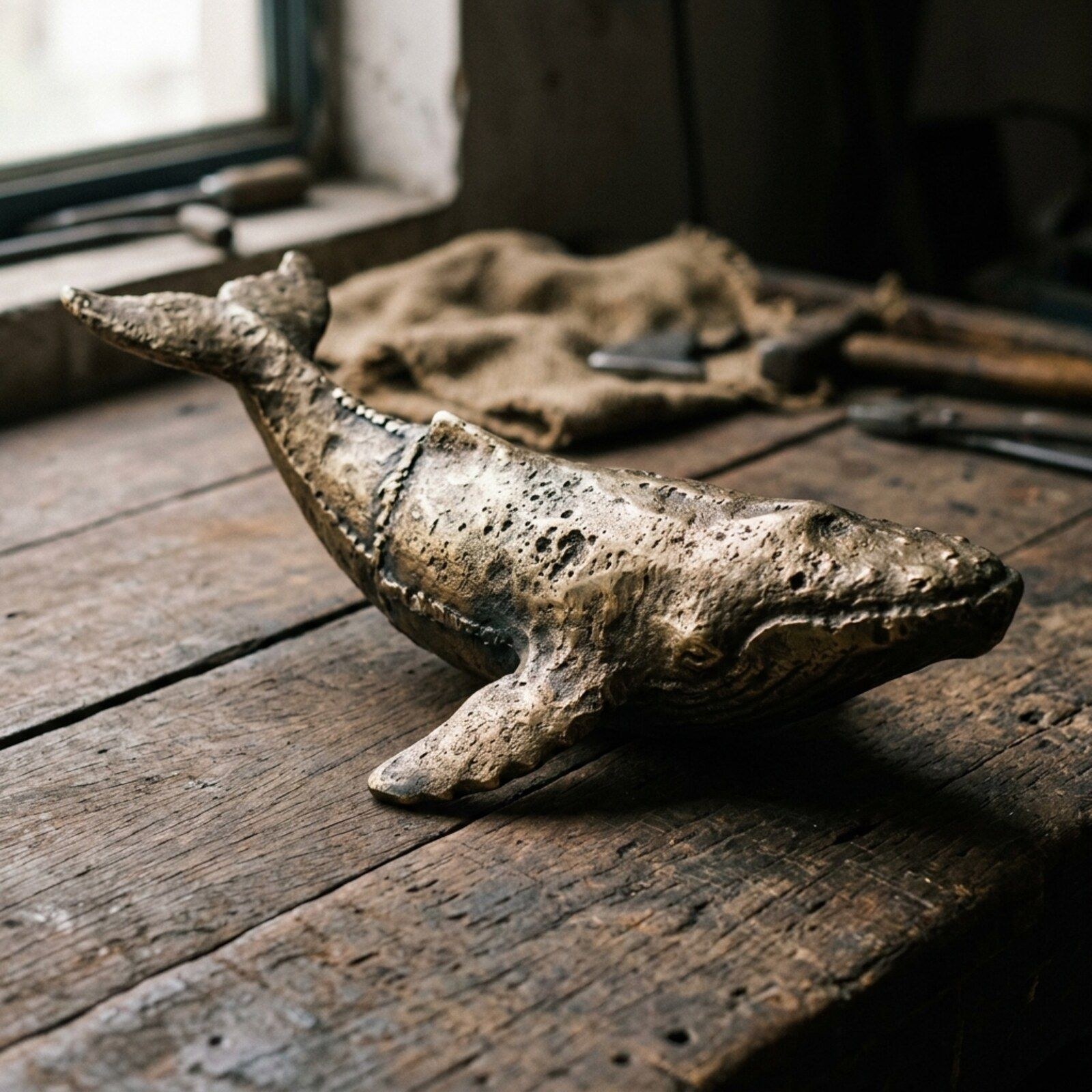 Cast Humpback Whale Sculpture — Cast Aluminium · Antique Bronze Patina, XANVOR, Moradabad