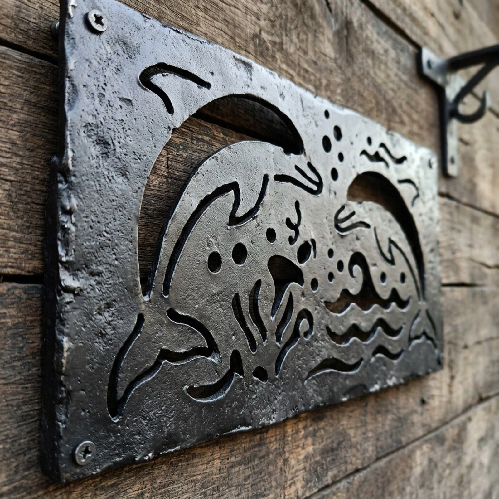 Dolphin Pierced Wall Panel — Sheet Iron · Pierced · Oxidised Black, XANVOR, Moradabad