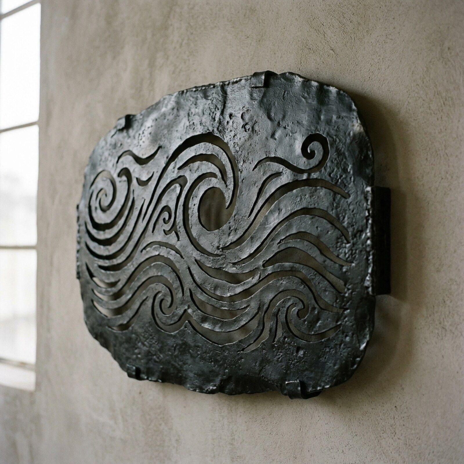 Wave Pierced Wall Panel — Sheet Iron · Pierced · Oxidised Black, XANVOR, Moradabad