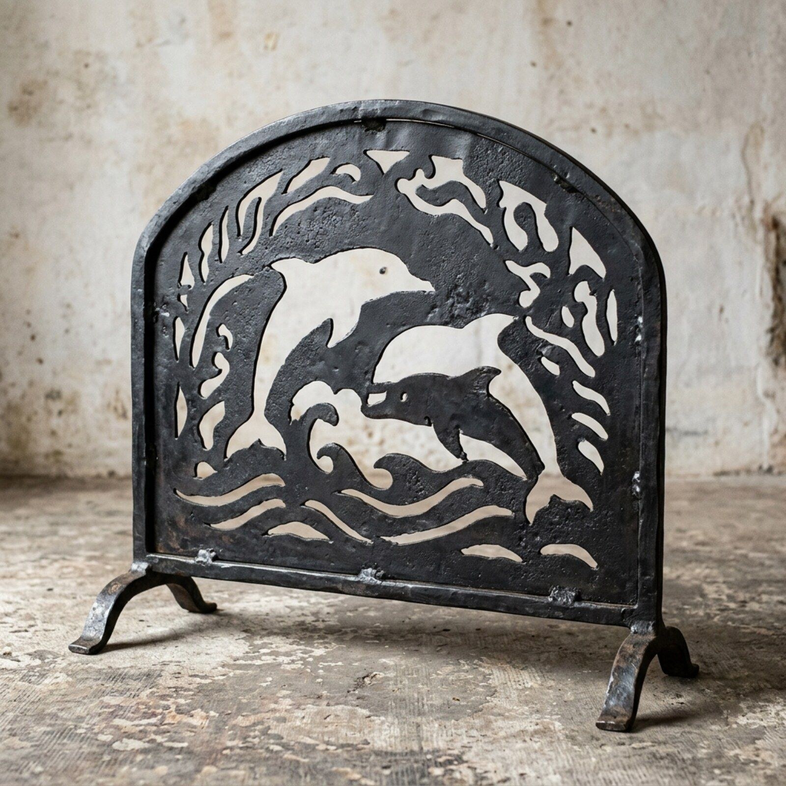 Dolphin Pierced Fire Screen