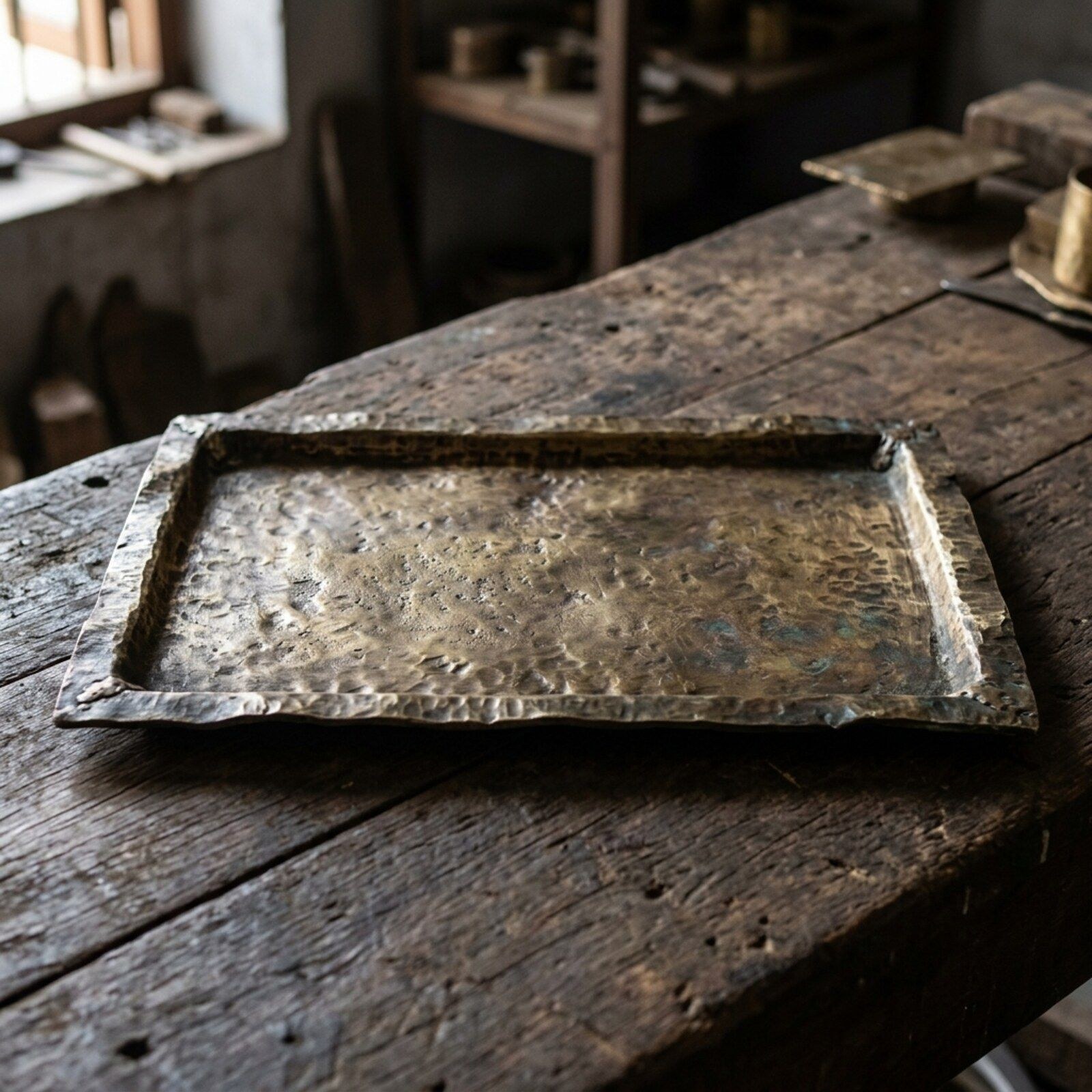 Tide Hammered Brass Serving Tray — Hammered Brass Sheet · Antique Oxidised, XANVOR, Moradabad