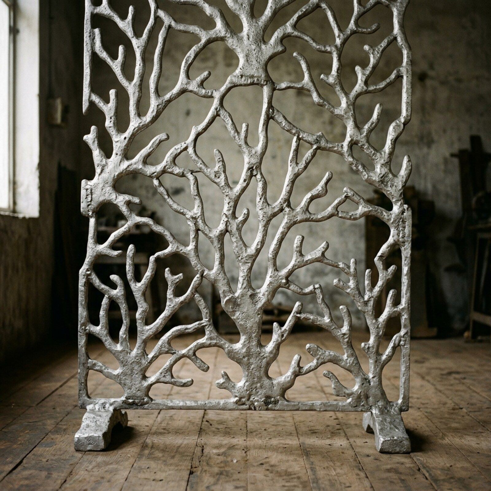 Coral Branch Cast Screen — Cast Aluminium · Matte, XANVOR, Moradabad