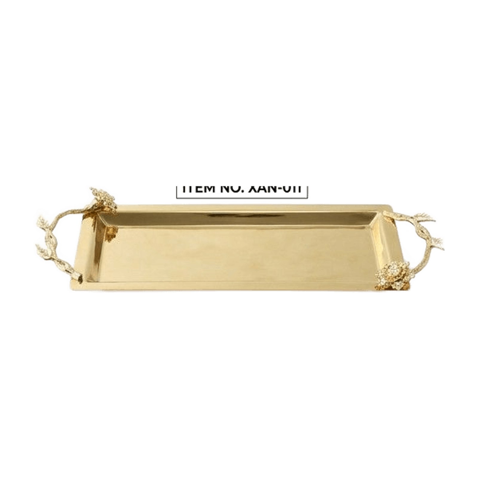 Sylva Brass Tray - Floral Branch Handles